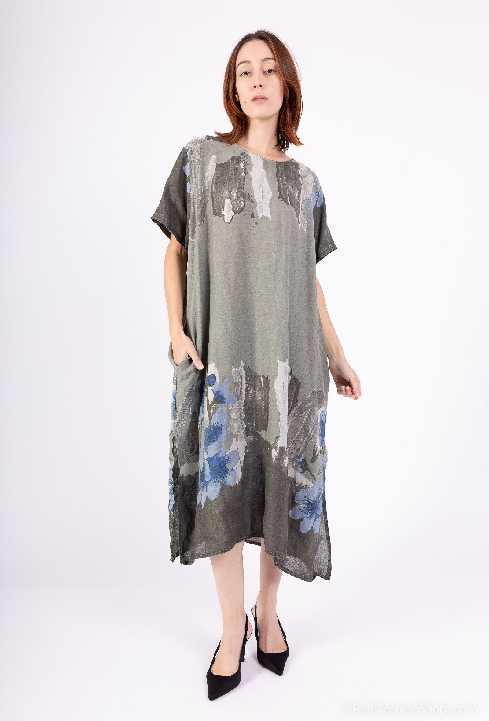 Wholesaler SHYLOH - Linen dress with placed print