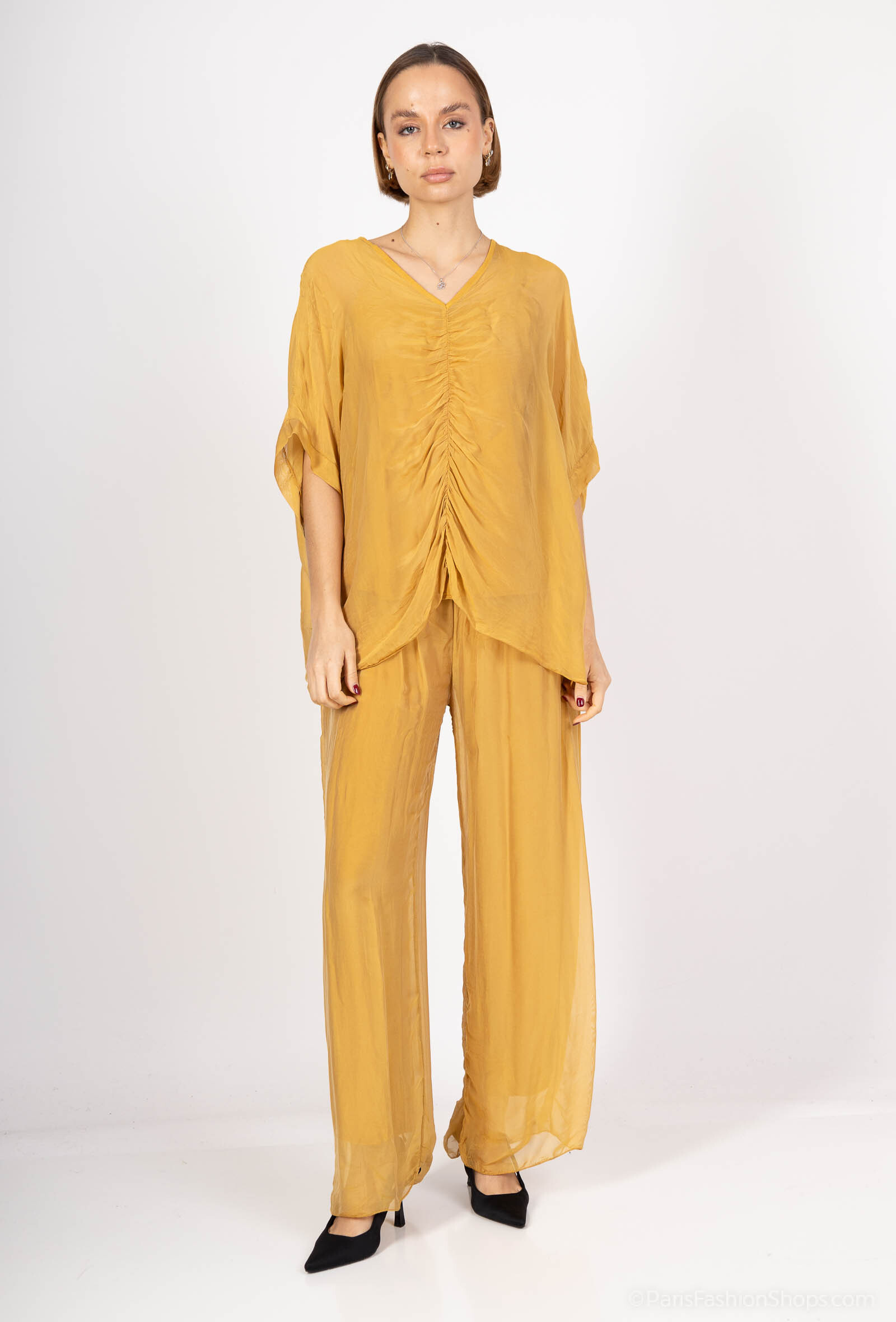 Wholesaler SHYLOH - 2 in 1 short-sleeved silk top