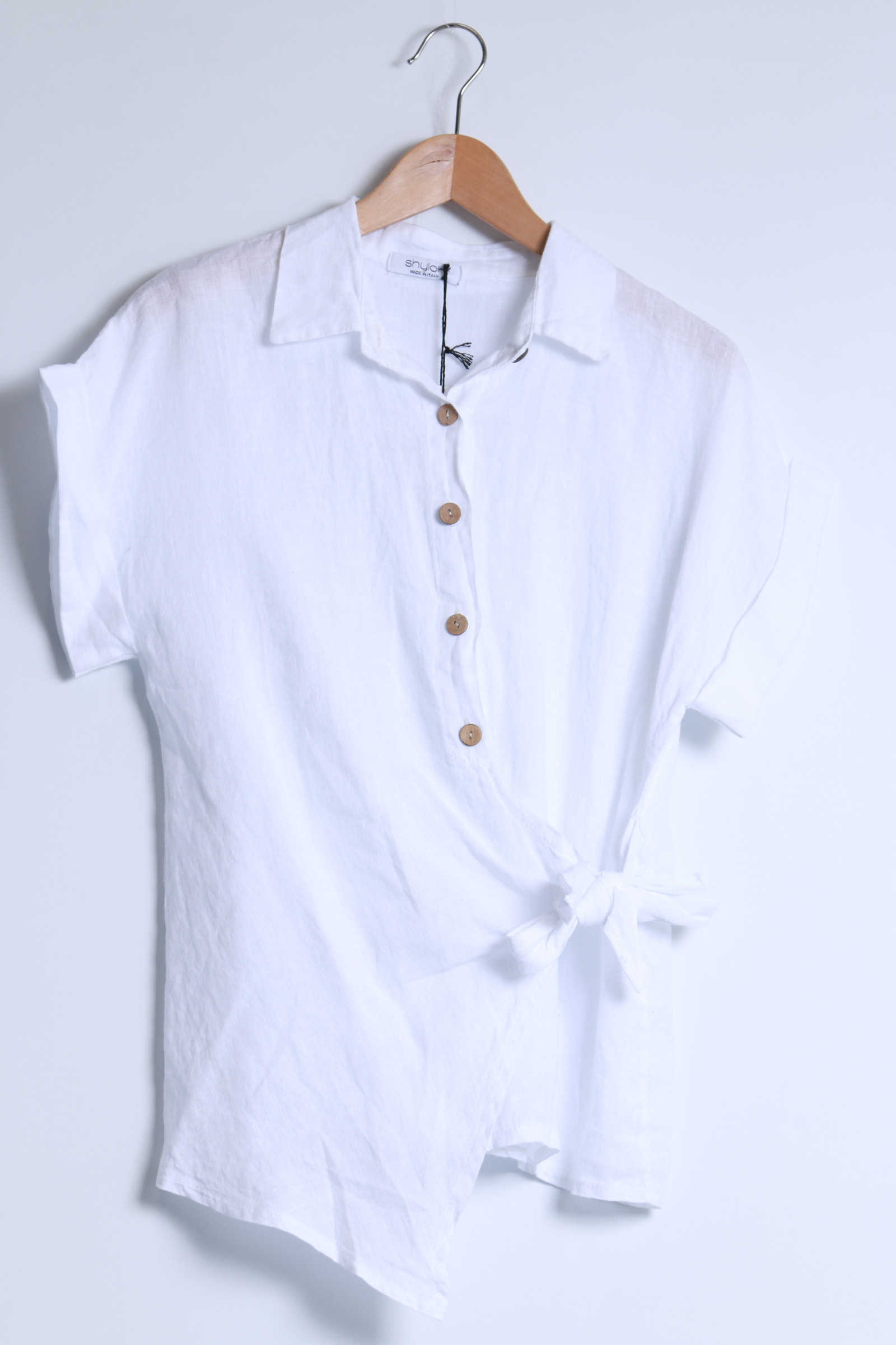 Mayorista SHYLOH - Blusa de lino con nudo lateral