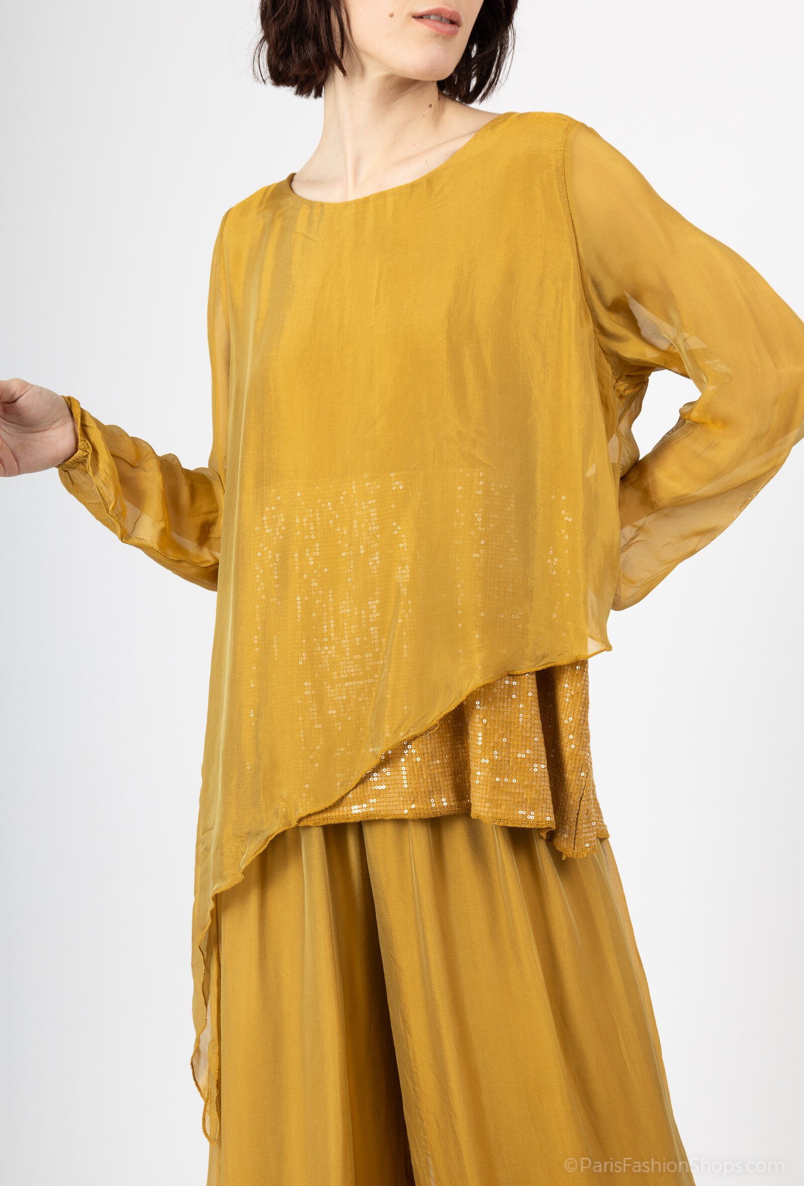 Wholesaler SHYLOH - Silk and sequins blouse in knot