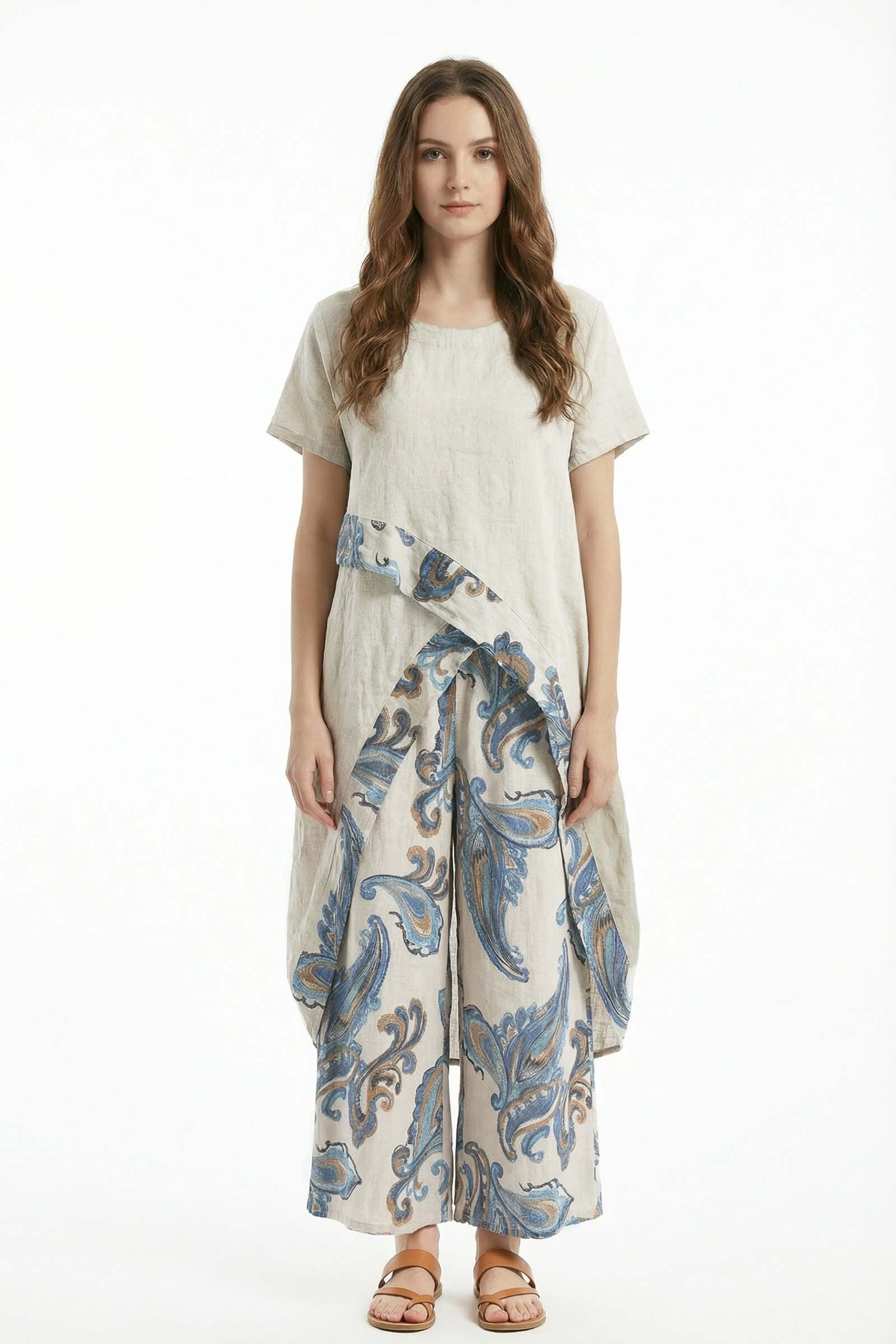 Mayorista SHYLOH - Túnica de lino con estampado floral