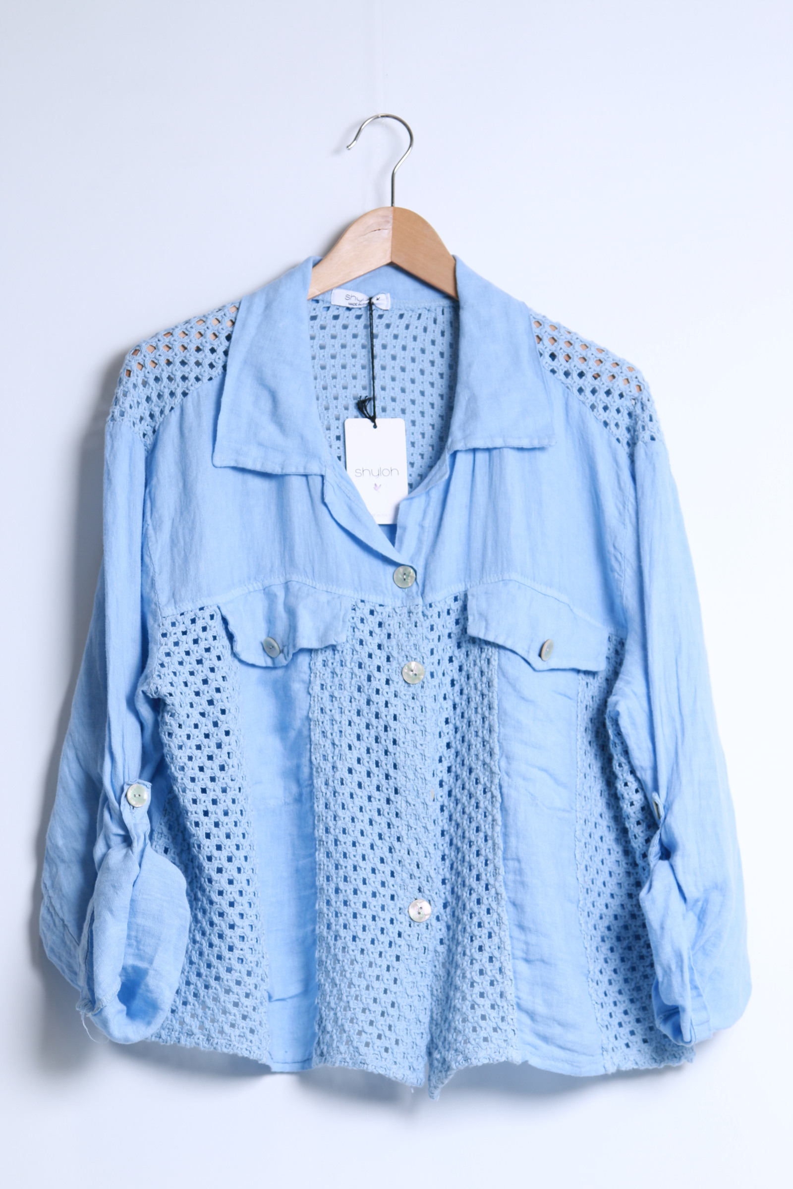 Mayorista SHYLOH - Chaqueta de lino con crochet