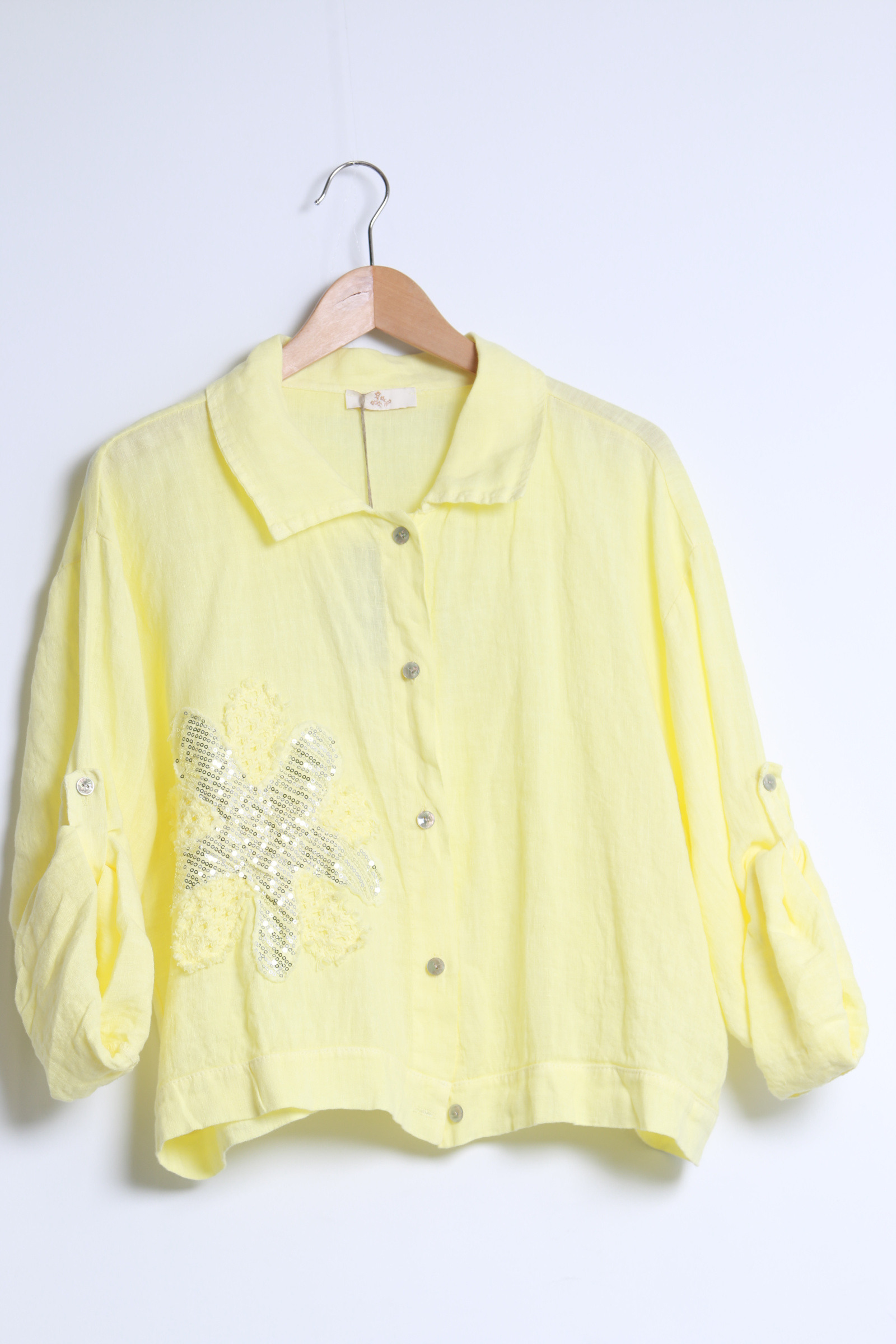 Wholesaler SHYLOH - Linen jacket with floral sequins and lace