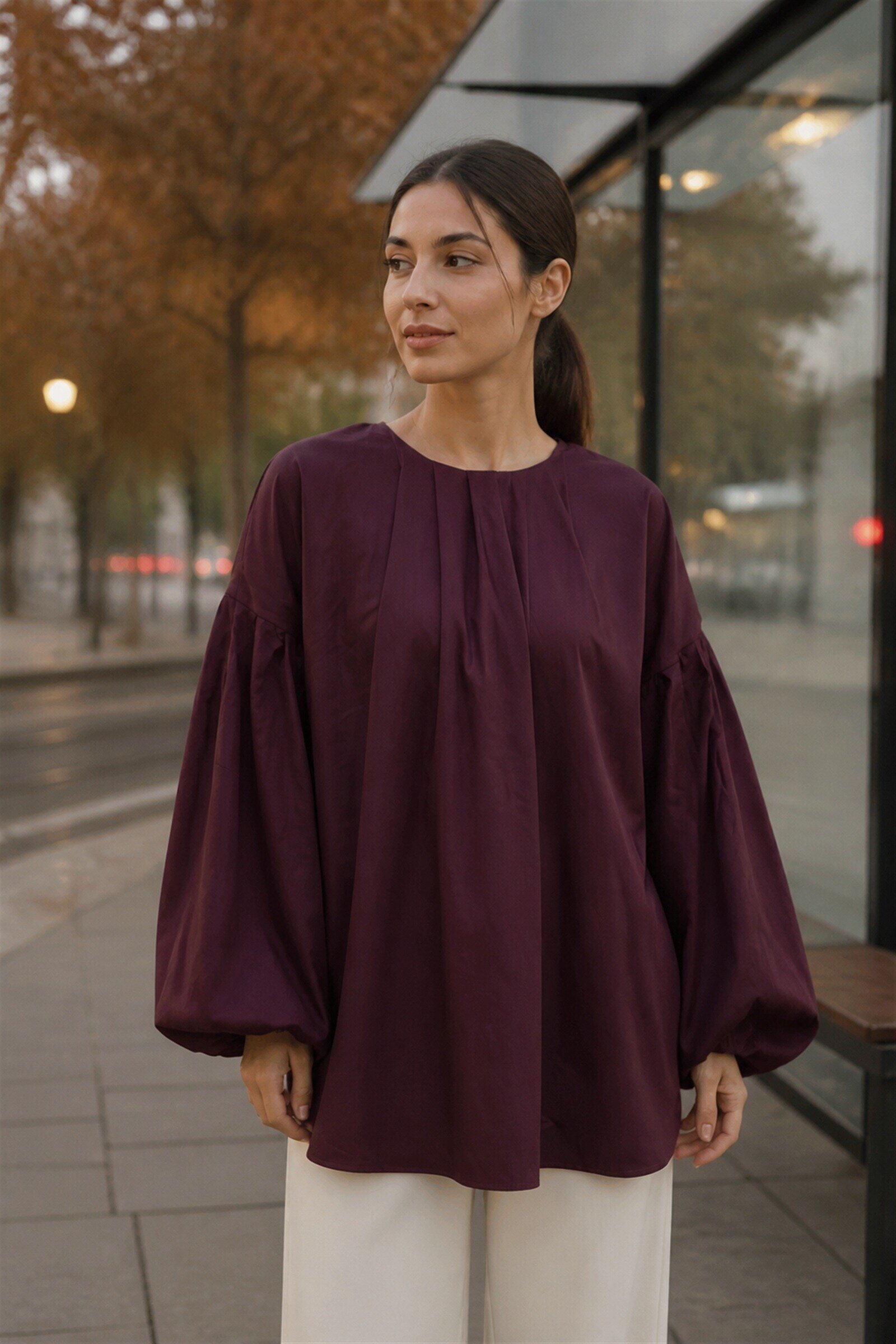 Grossiste SILVER FASHION - Chemise popeline manches bouffantes