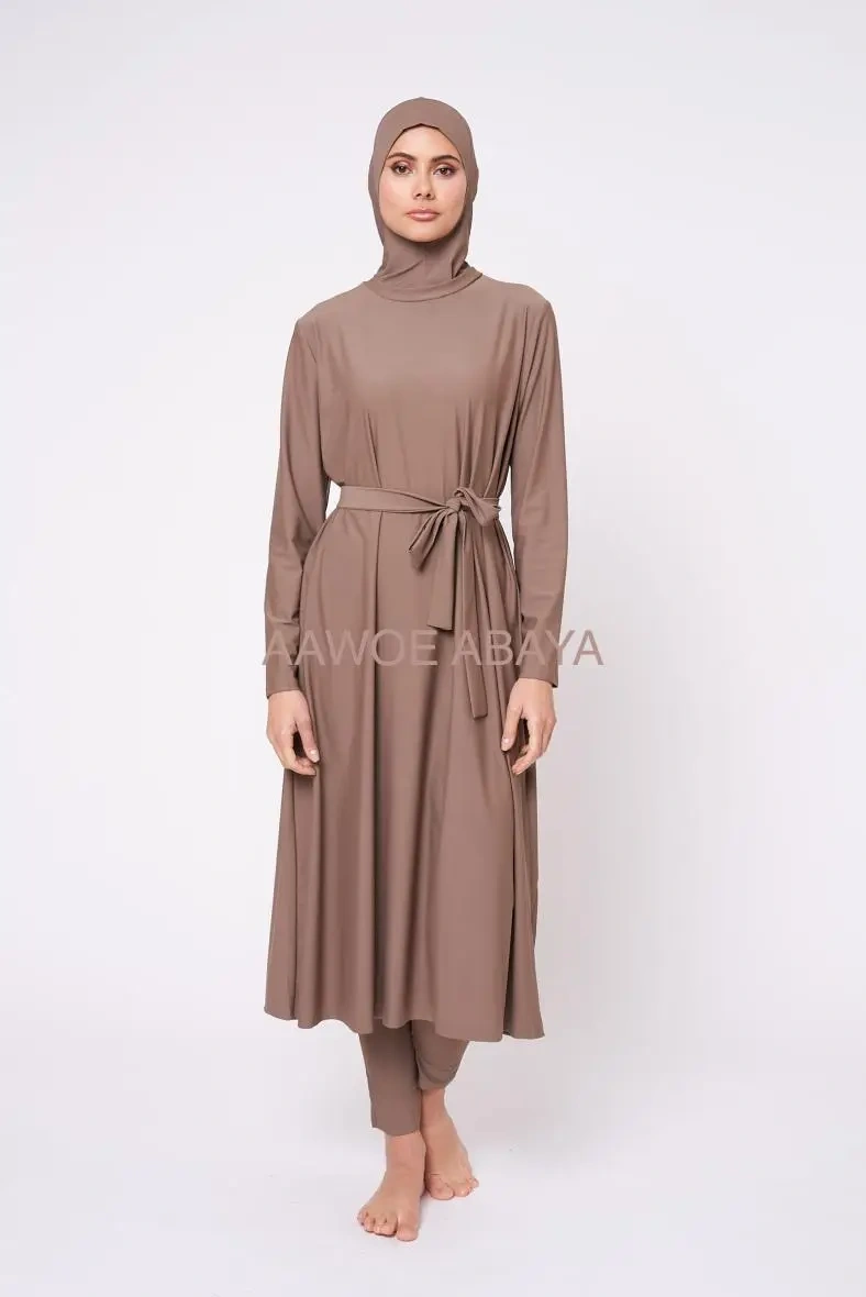 Grossiste SILVER FASHION - Burkini 4 pièces avec tunique longue, legging, brassière et bonnet