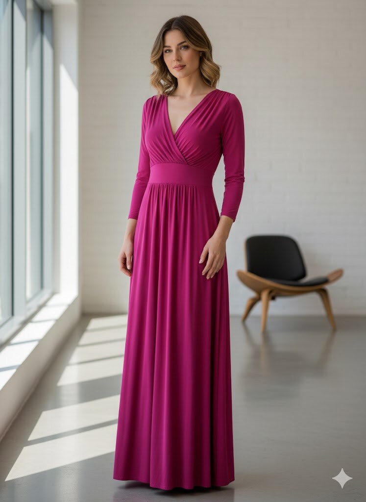 Grossiste SILVER FASHION - Robe longue avec décolleté élégant