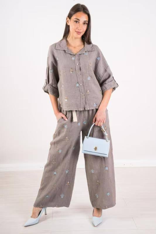 Mayorista SILVIA - Camisa de manga tres cuartos con bordado