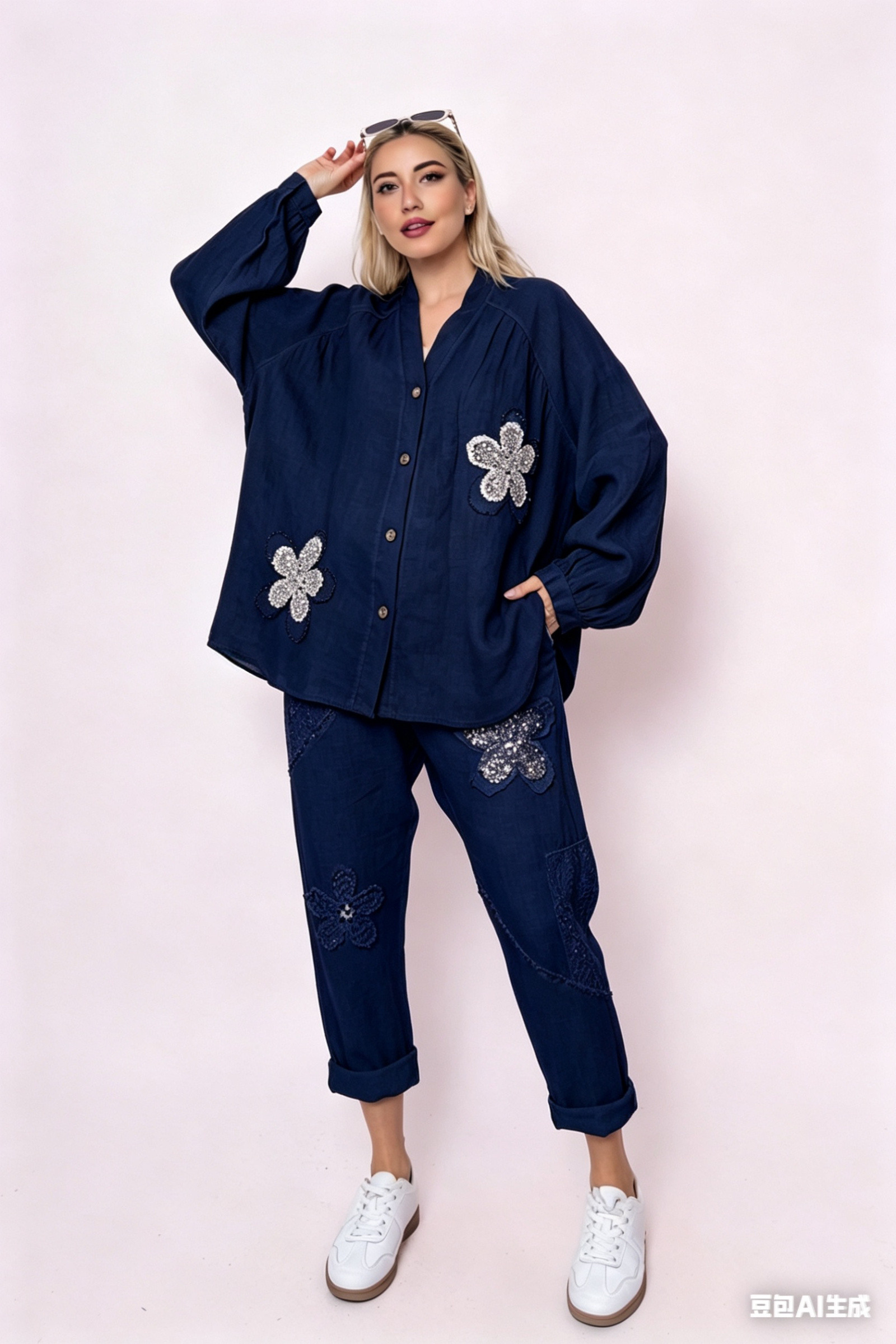 Wholesaler SILVIA - Floral shirt with sequins