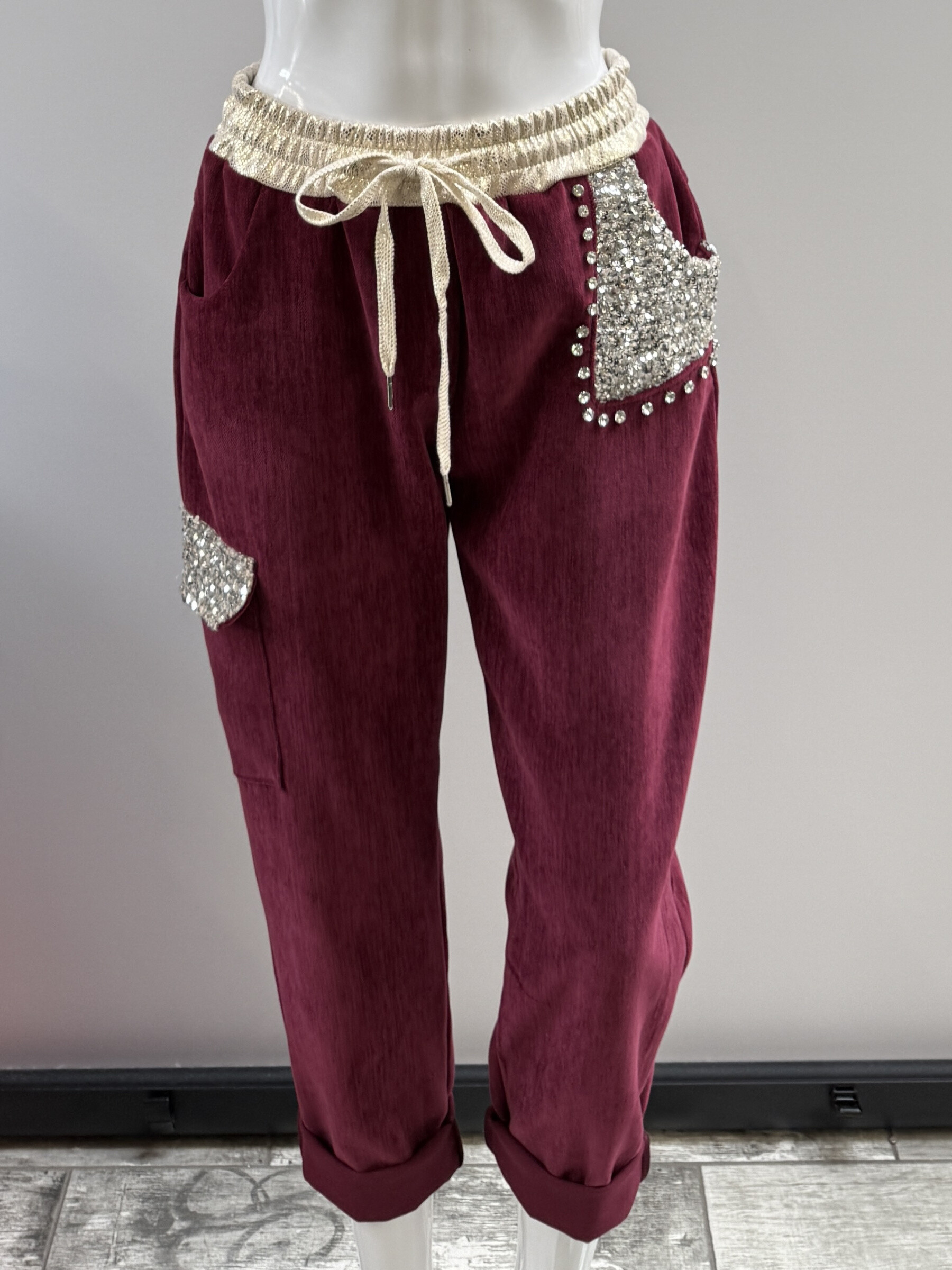 Grossista SILVIA - pantaloni con tasche paillettes