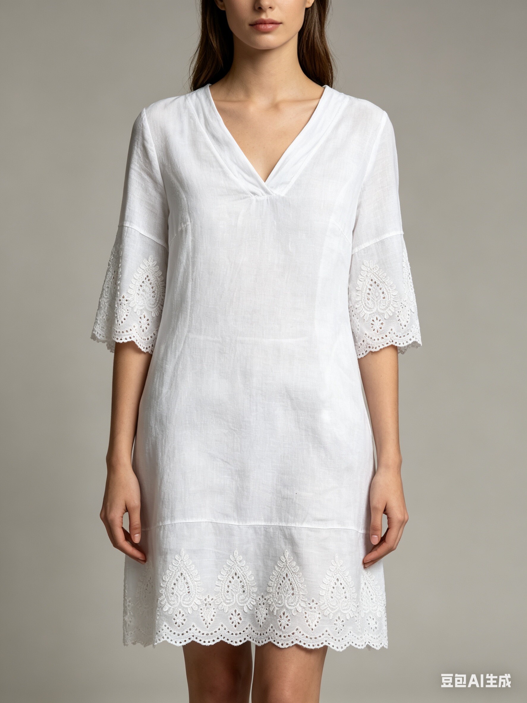 Wholesaler SILVIA - Pure linen dress with embroidery