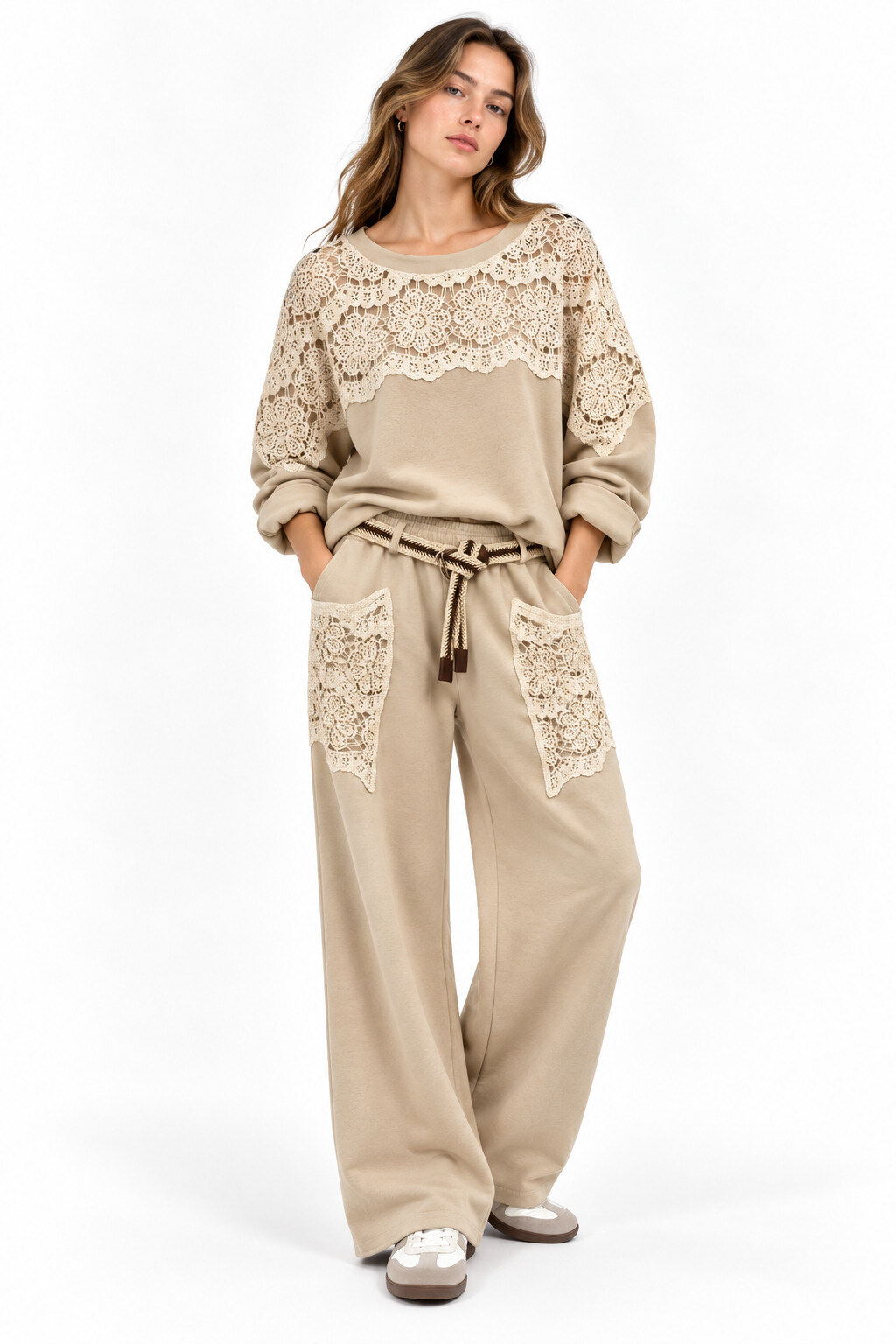 Wholesaler SILVIA - Crew neck openwork sweater with sequins