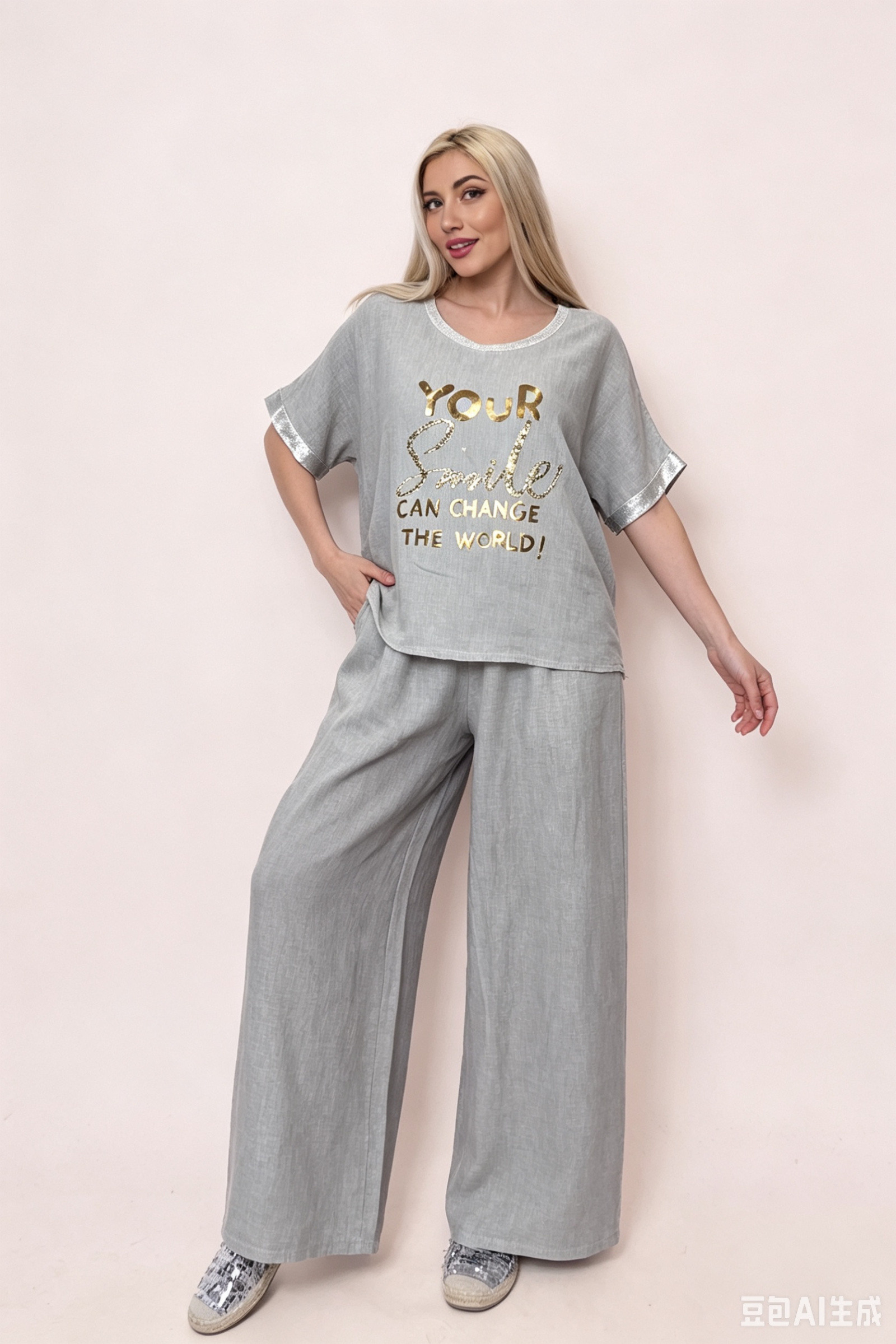 Wholesaler SILVIA - Half-sleeve top with pure linen print