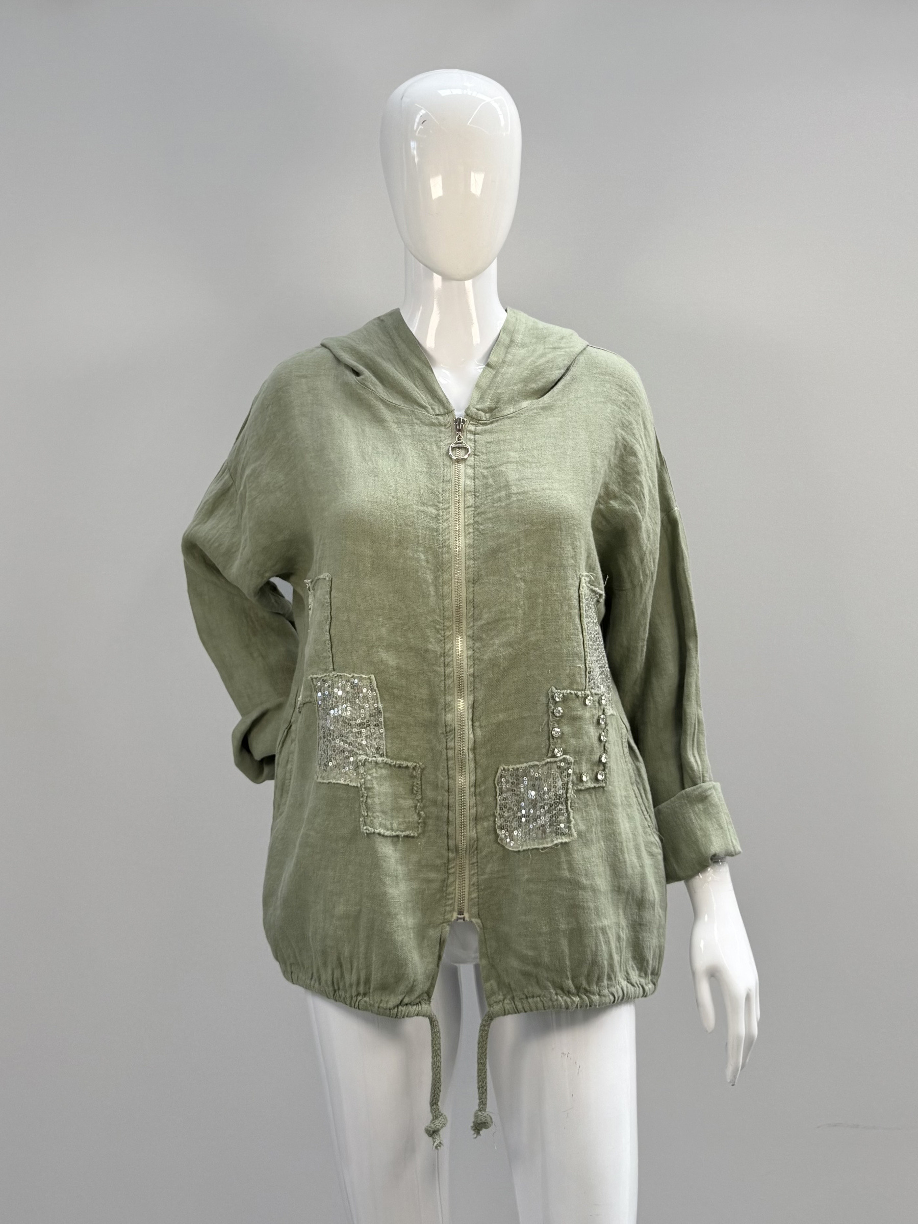 Mayorista SILVIA - Chaqueta de lino puro con capucha