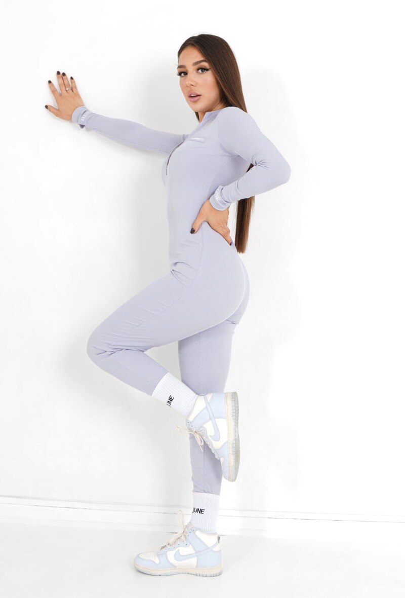 Wholesaler Sixth June Paris - Logo ribbed jumpsuit Mauve