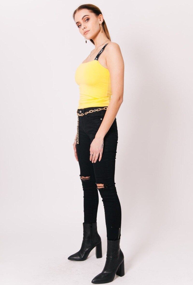 Wholesaler Sixth June Paris - Yellow signature suspender tank top