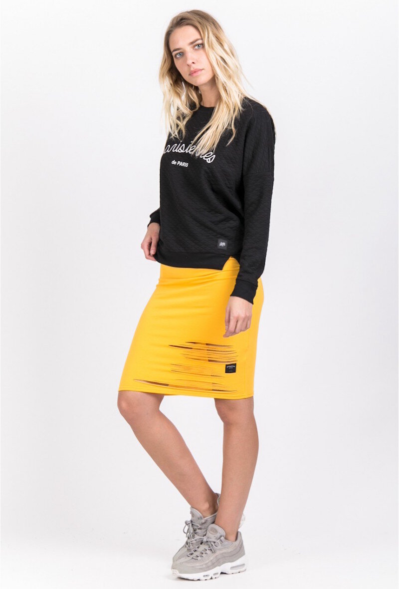 Wholesaler Sixth June Paris - Jupe mi-longue Sixth June destroy jaune 1081V