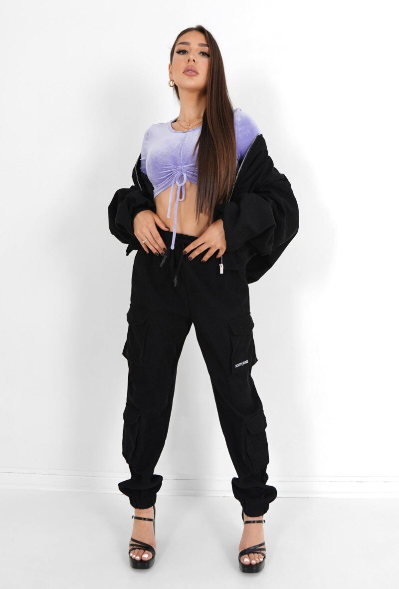 Wholesaler Sixth June Paris - Black Ribbed cargo pants