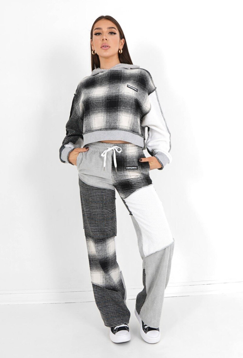 Wholesaler Sixth June Paris - Multi-fabric hooded sweatshirt Gray
