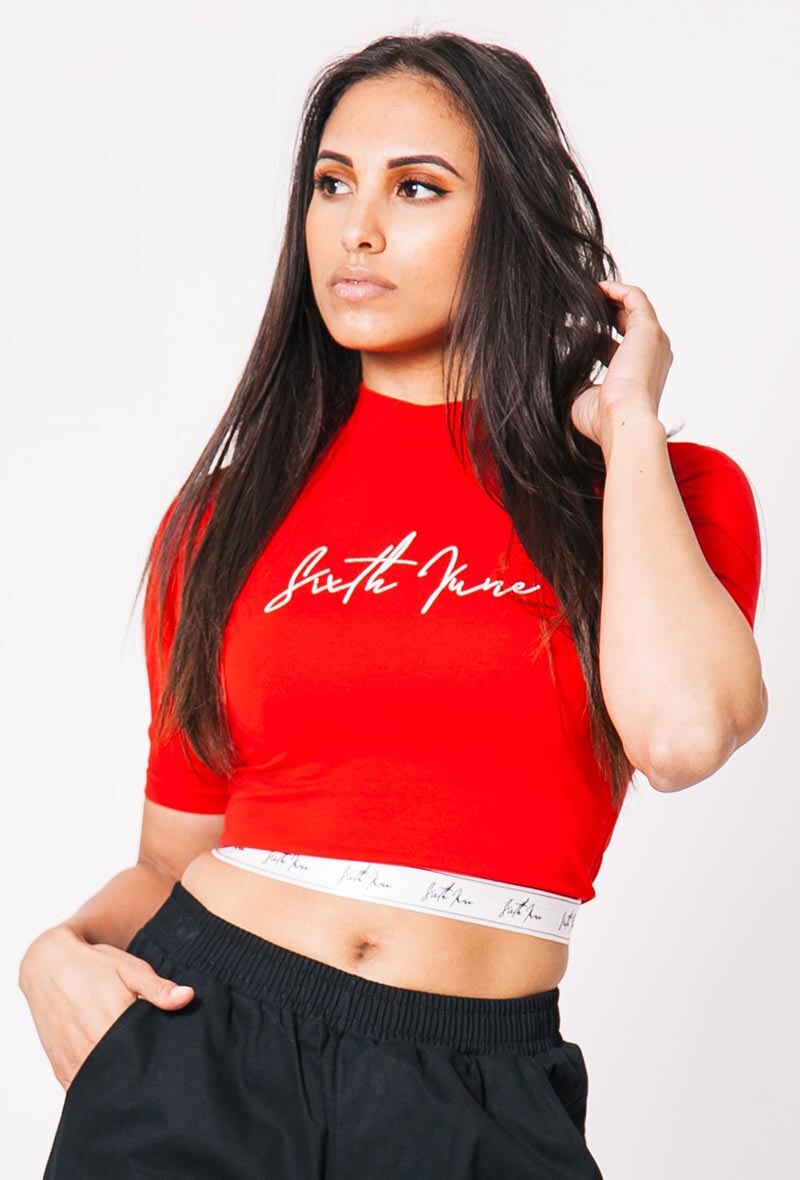 Wholesaler Sixth June Paris - T-shirt with large red signature logo band
