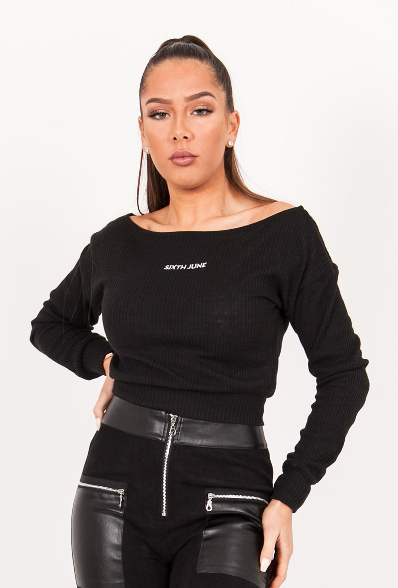 Wholesaler Sixth June Paris - Sixth June knit cropped top black
