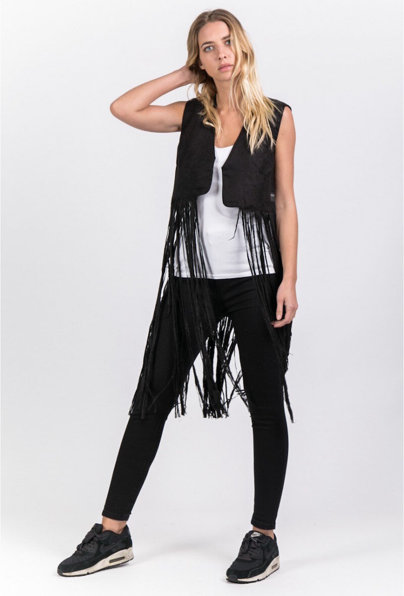 Wholesaler Sixth June Paris - Veste frange longue Sixth June Femme noire 1051V