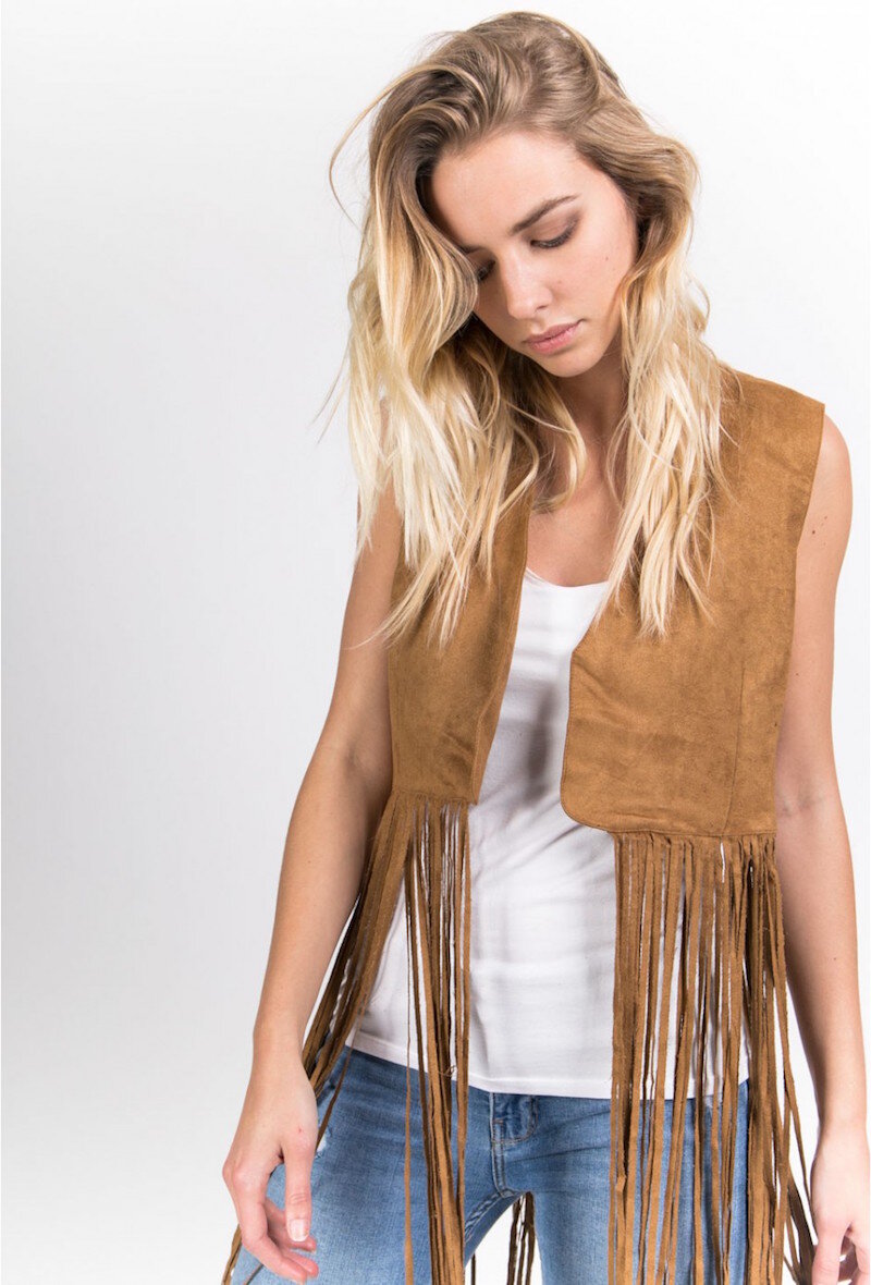 Wholesaler Sixth June Paris - Veste frange longue Sixth June Femme camel 1051V