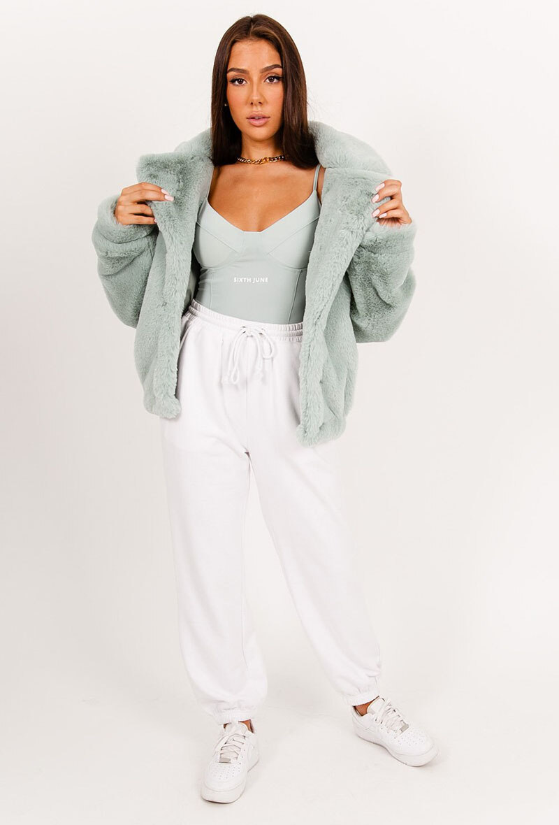 Wholesaler Sixth June Paris - Oversized pastel green fur jacket