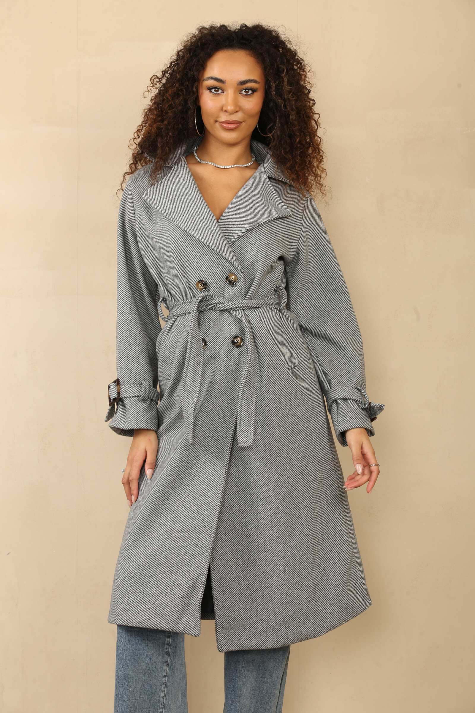 Wholesaler SK MODE - Trench- Jackets with belt at the waist and buttoned cuffs Ref-Sk23-842