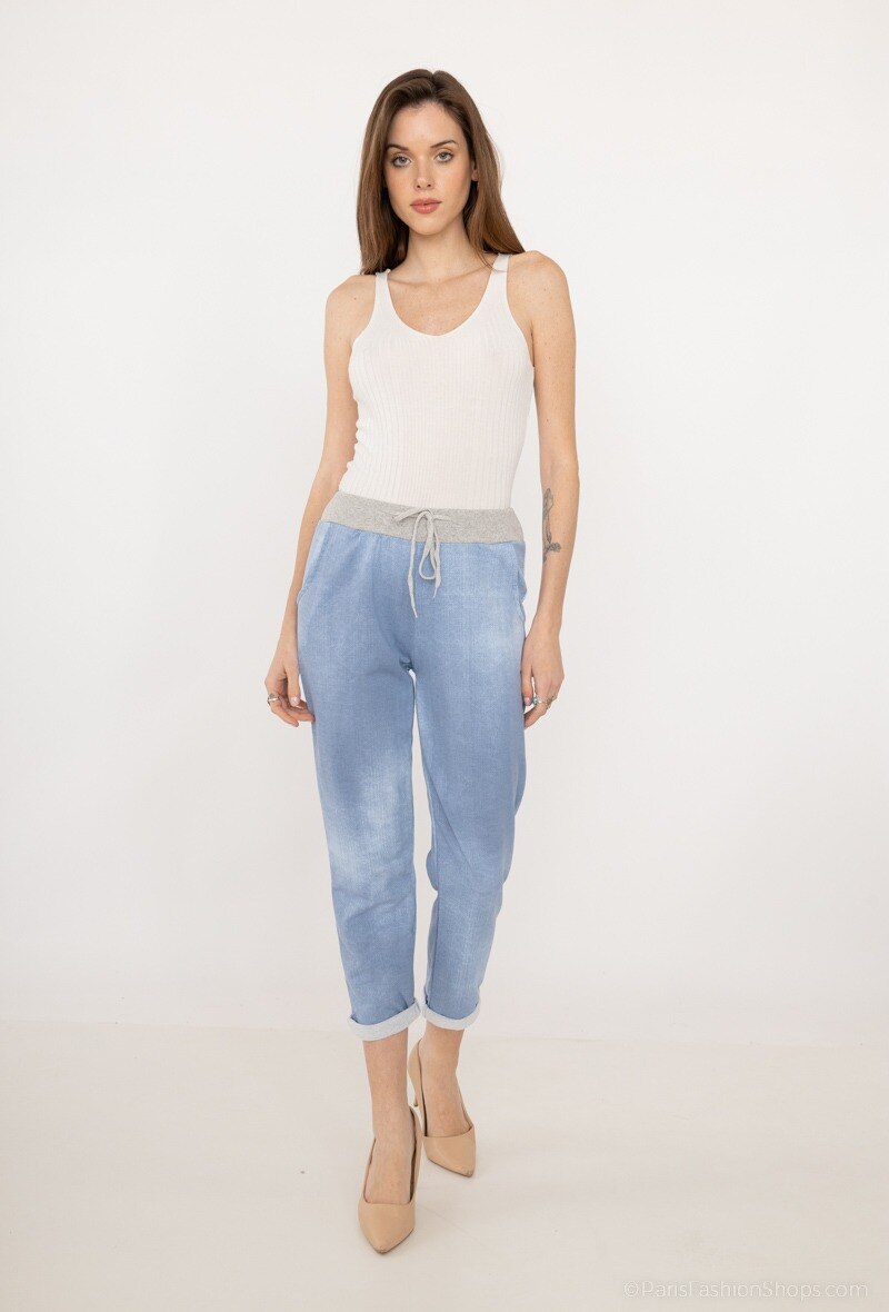 Wholesaler SK MODE - Women’s Pantaloon Fabric Denim style jogging pants Pattern PLAIN -PYJ2