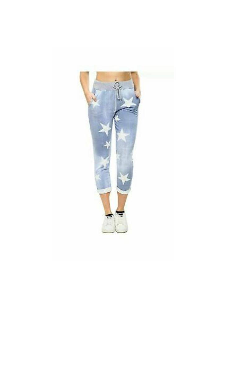 Wholesaler SK MODE - Women’s Pantaloon Fabric Denim Style elastic printed Stars Pattern TARA-PYJ1