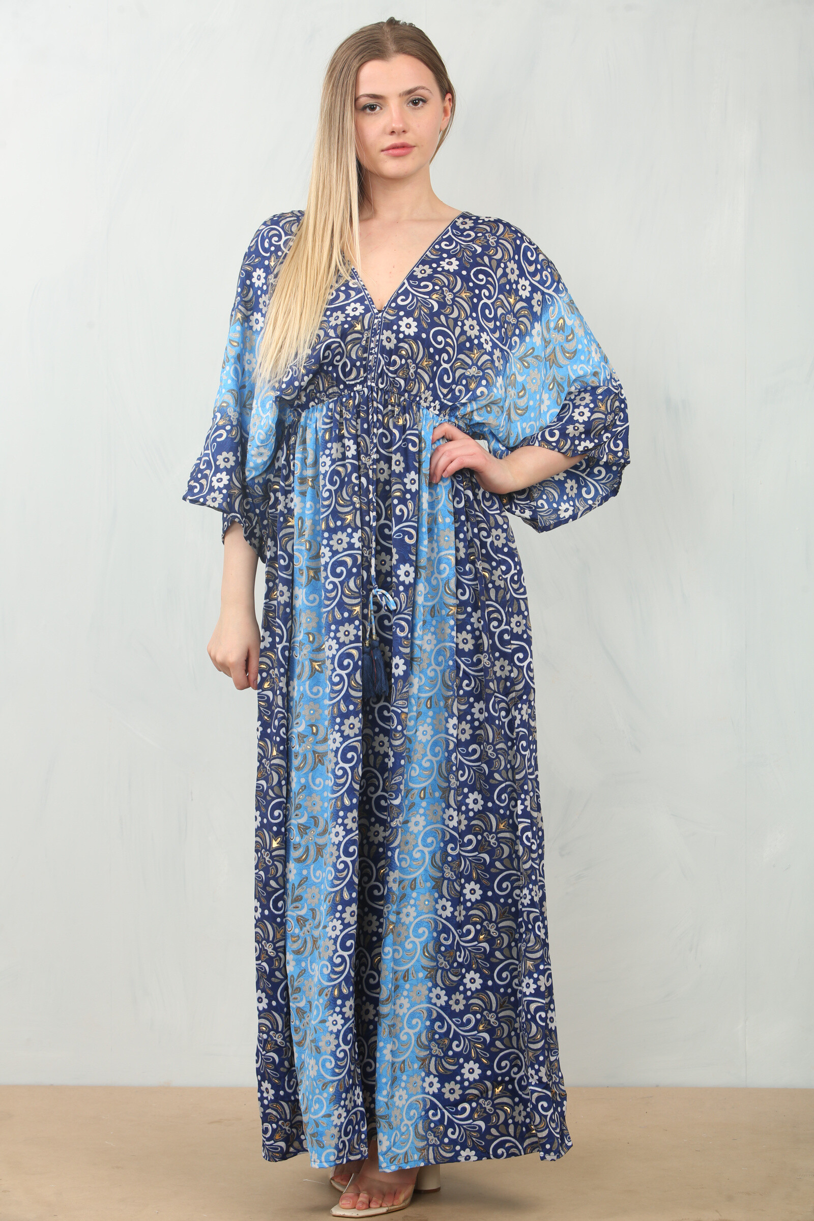 Wholesaler SK MODE - Long Printed Fluid Bohemian Dress - SW -103