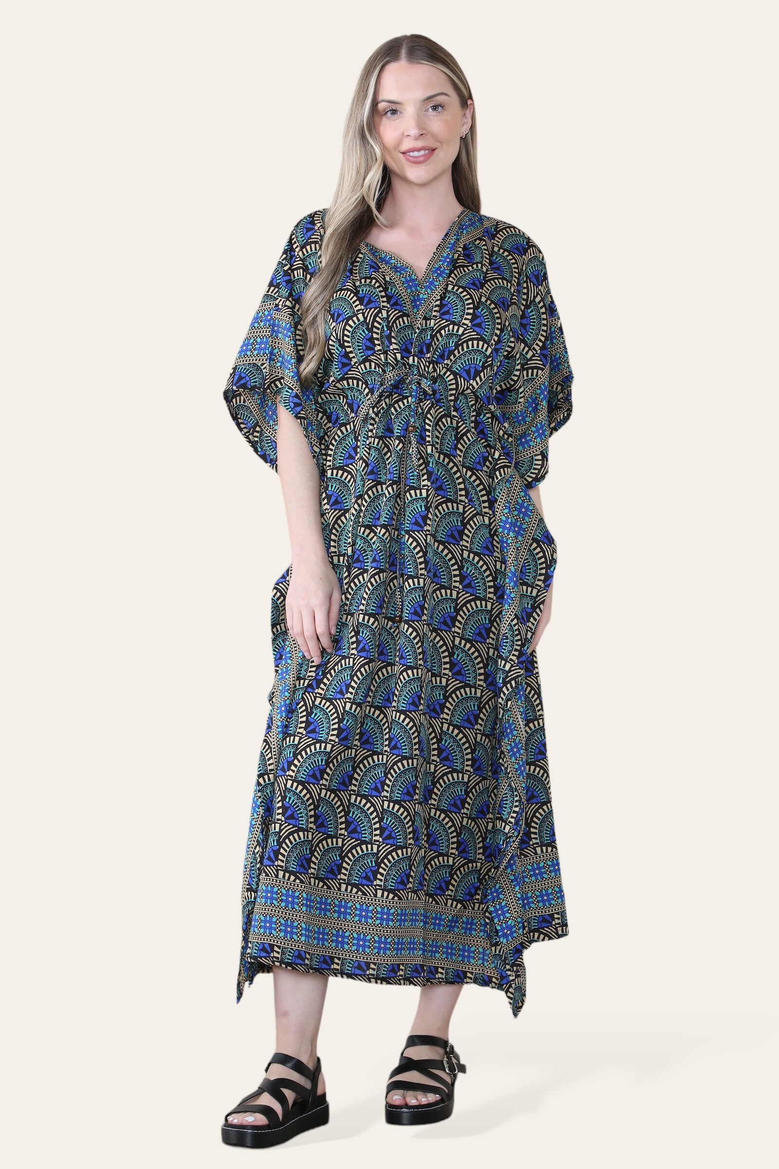 Wholesaler SK MODE - Long caftan dress mosaic v -neck