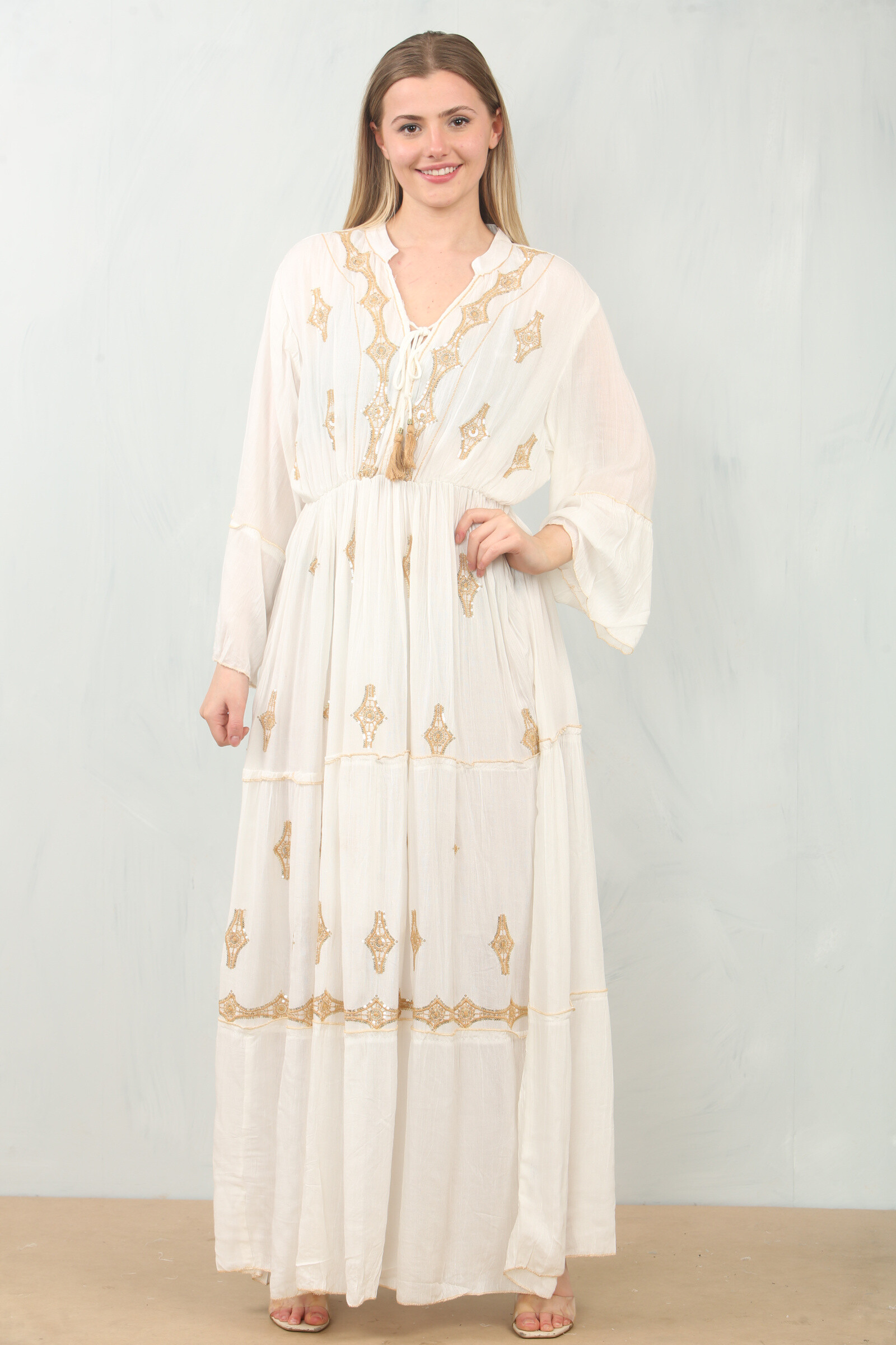 Wholesaler SK MODE - Long "Eastern Stars" dress - Ref. 067