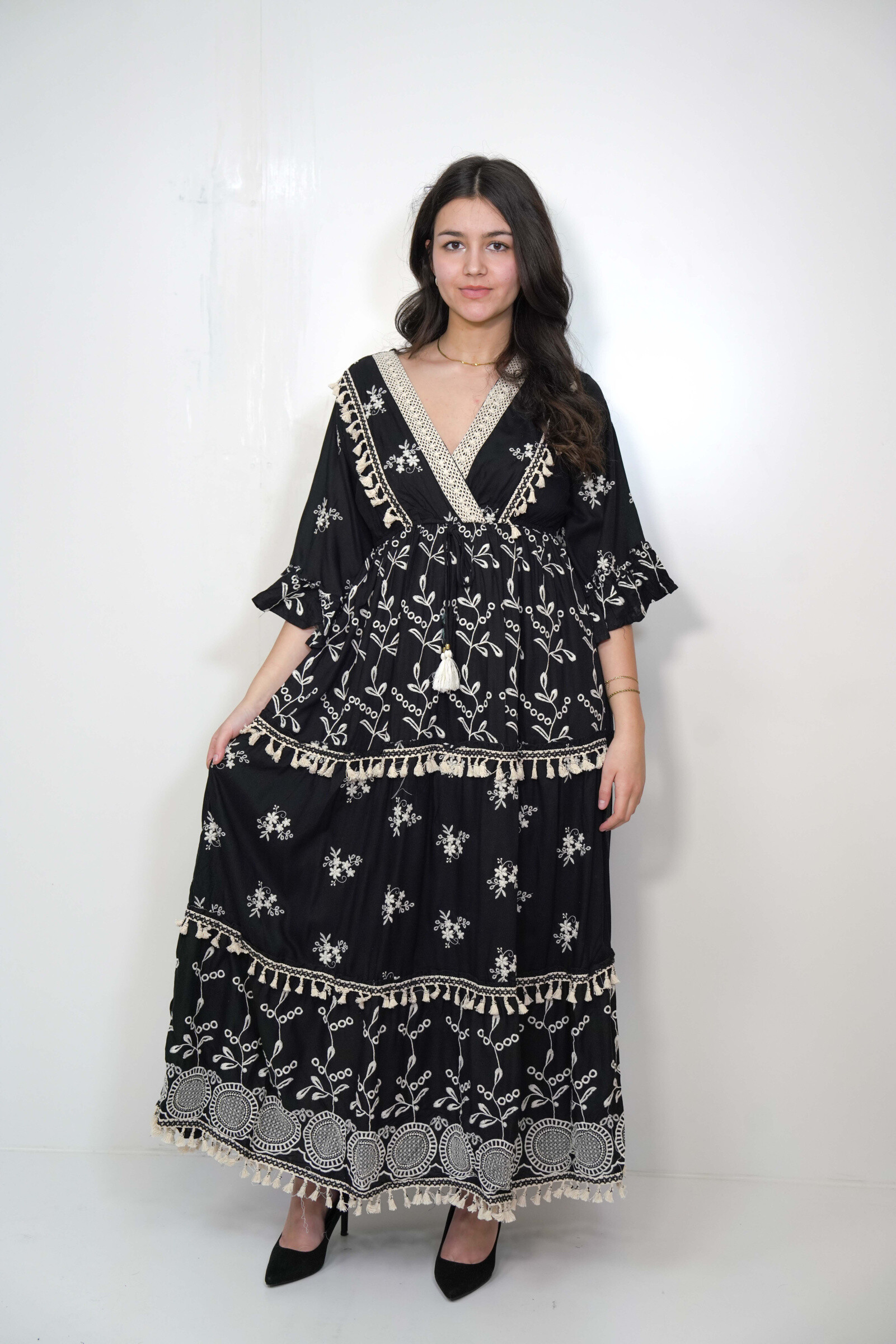 Wholesaler SK MODE - “Noor” long bohemian dress - timeless elegance