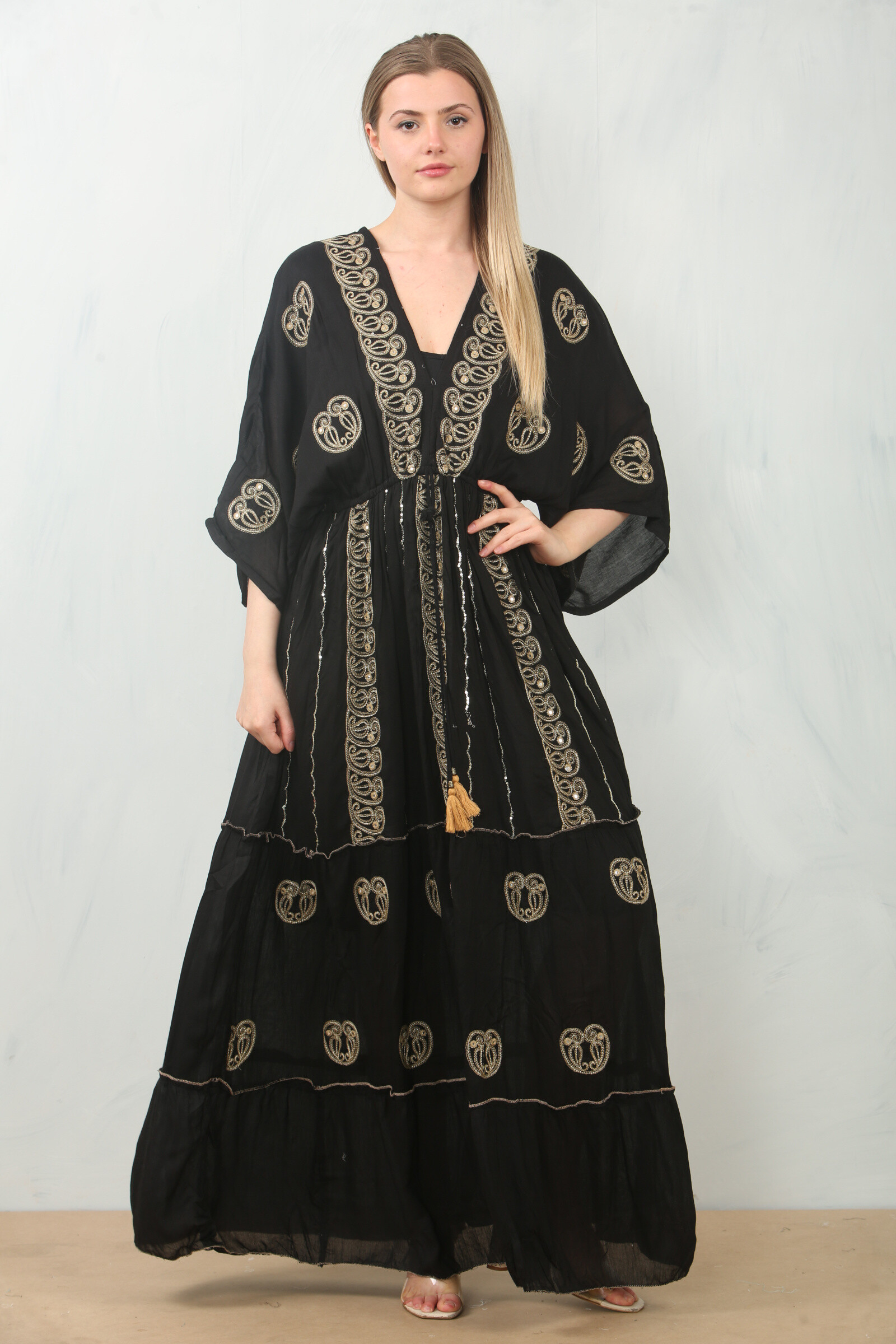 Wholesaler SK MODE - Long embroidered bohemian dress - ref. SK-044