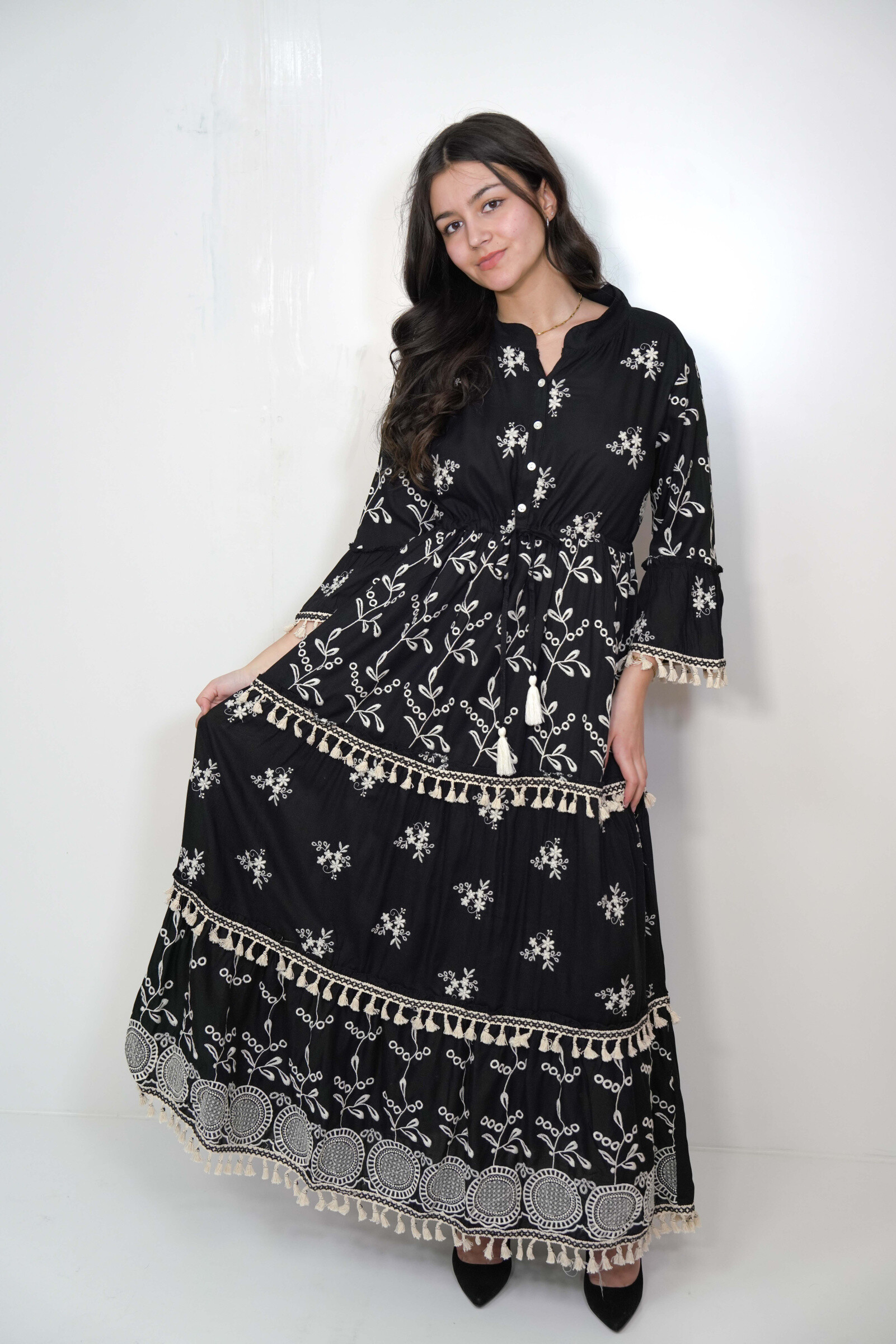 Wholesaler SK MODE - “Soraya” dress - embroidered elegance & bohemian spirit