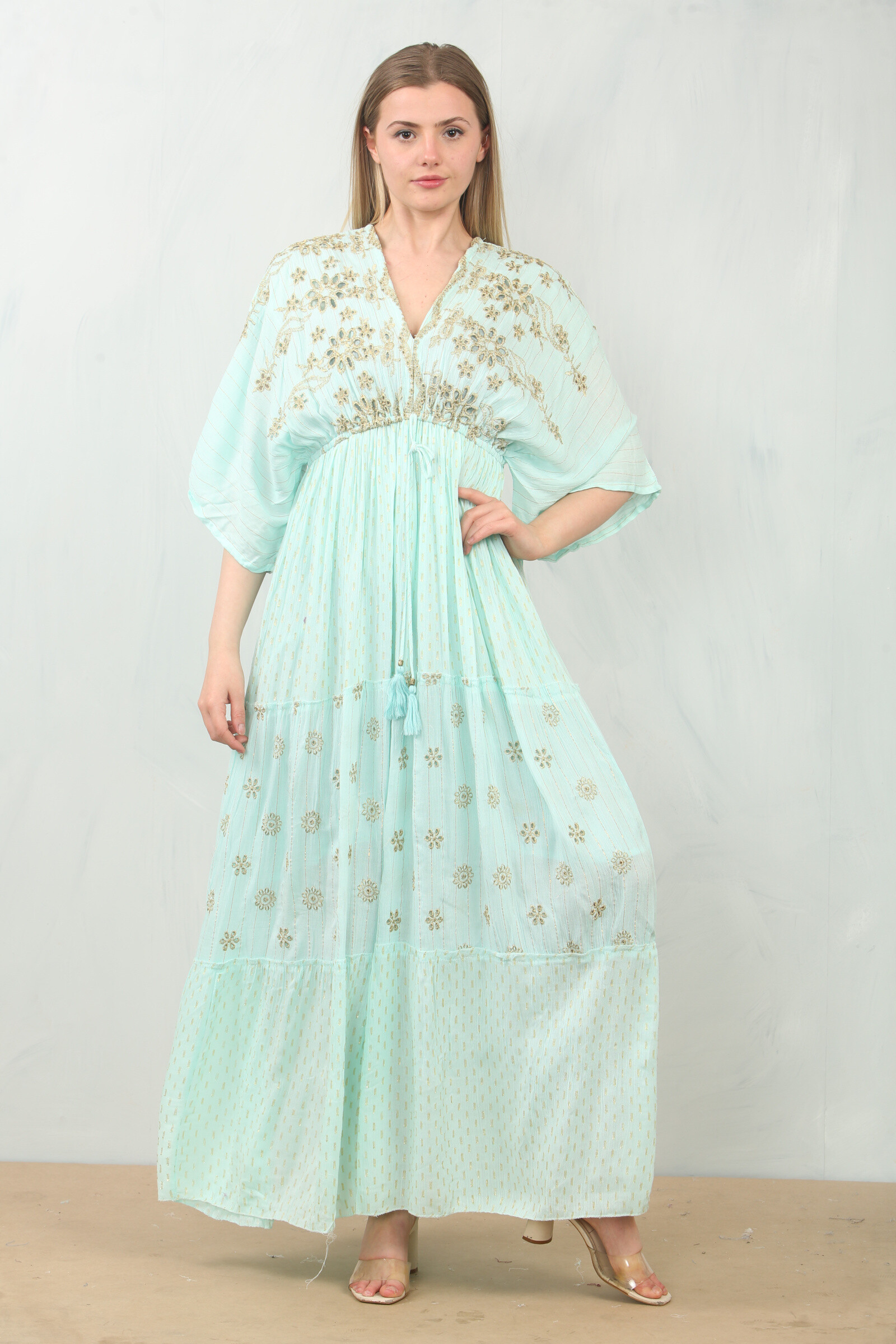 Wholesaler SK MODE - Long Bohemian Dress Main embroidered Ref-SK-050