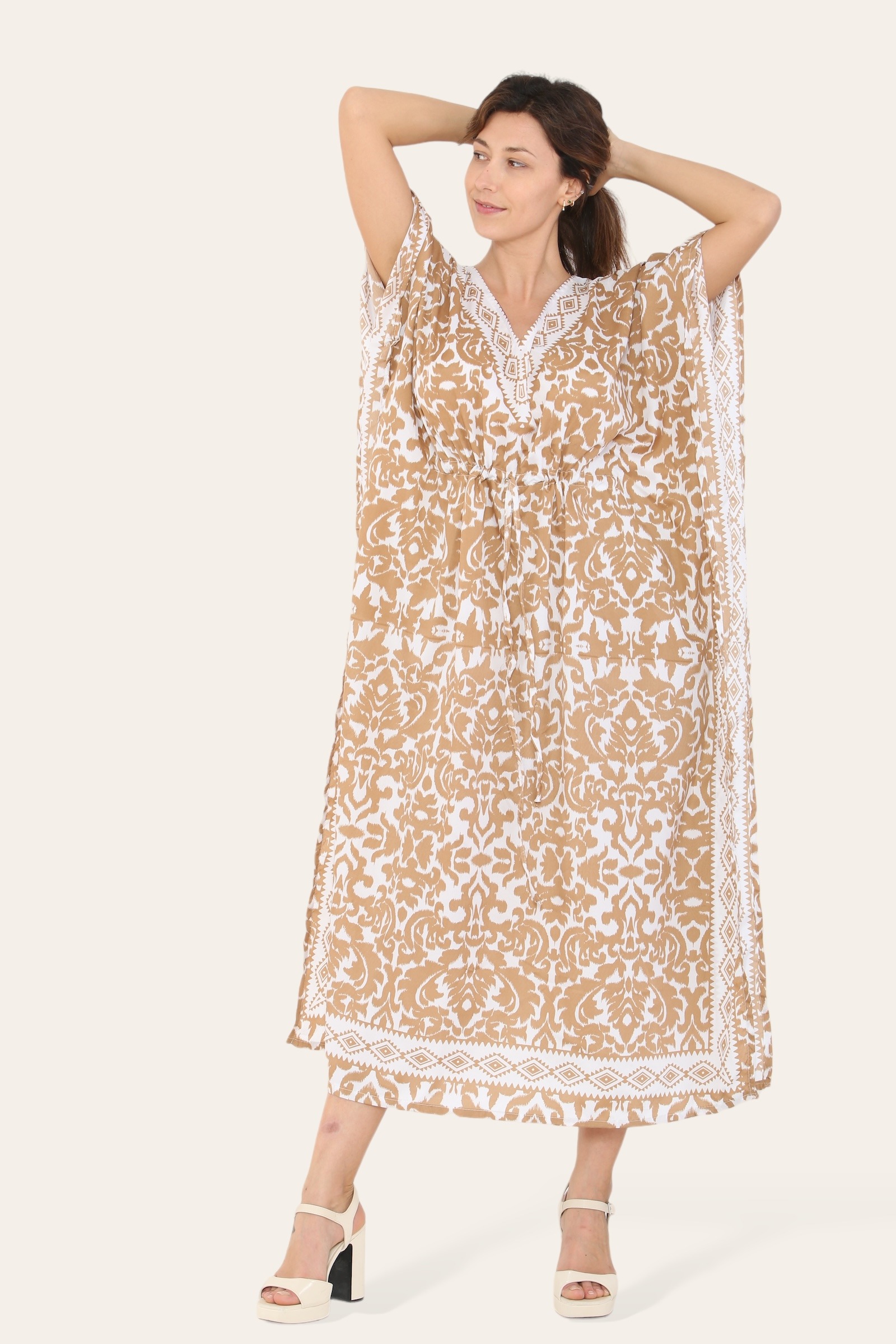 Grossiste SK MODE - Robe caftan, caftan nouveauté, imprimé séquence ethnique, Ref-SK-1064-L