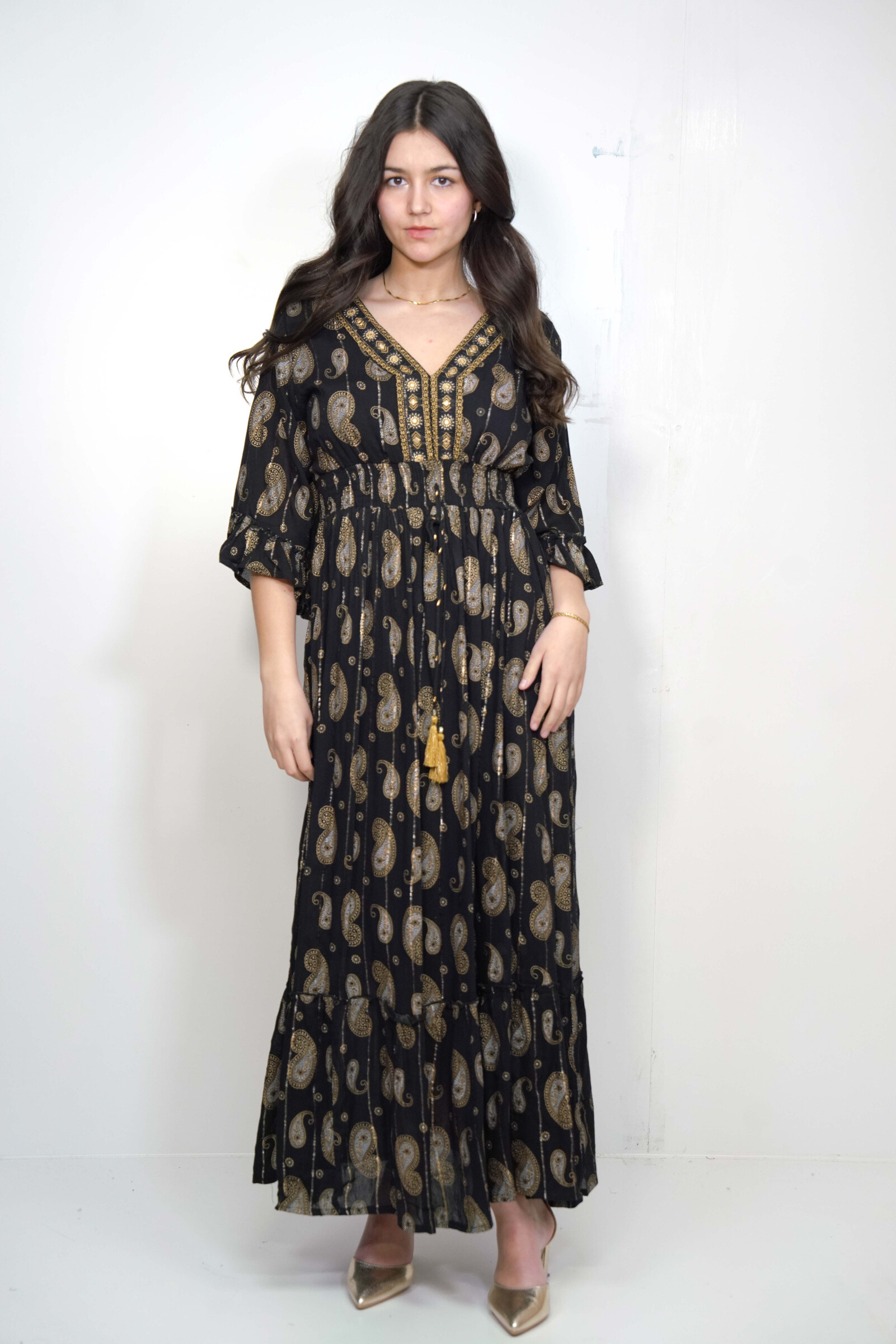 Wholesaler SK MODE - Nayra - Bohemian elegance in golden viscose