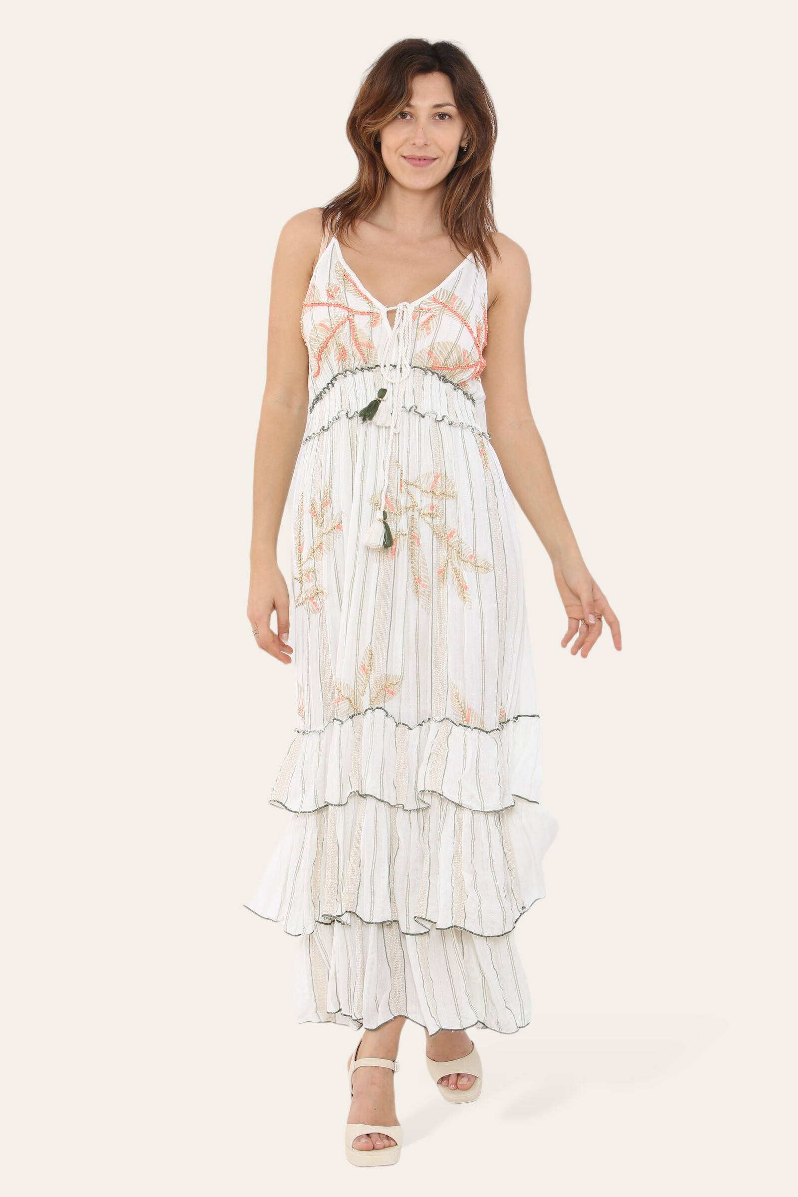 Wholesaler SK MODE - Long uni suspenders dress single discontinuous leaf right