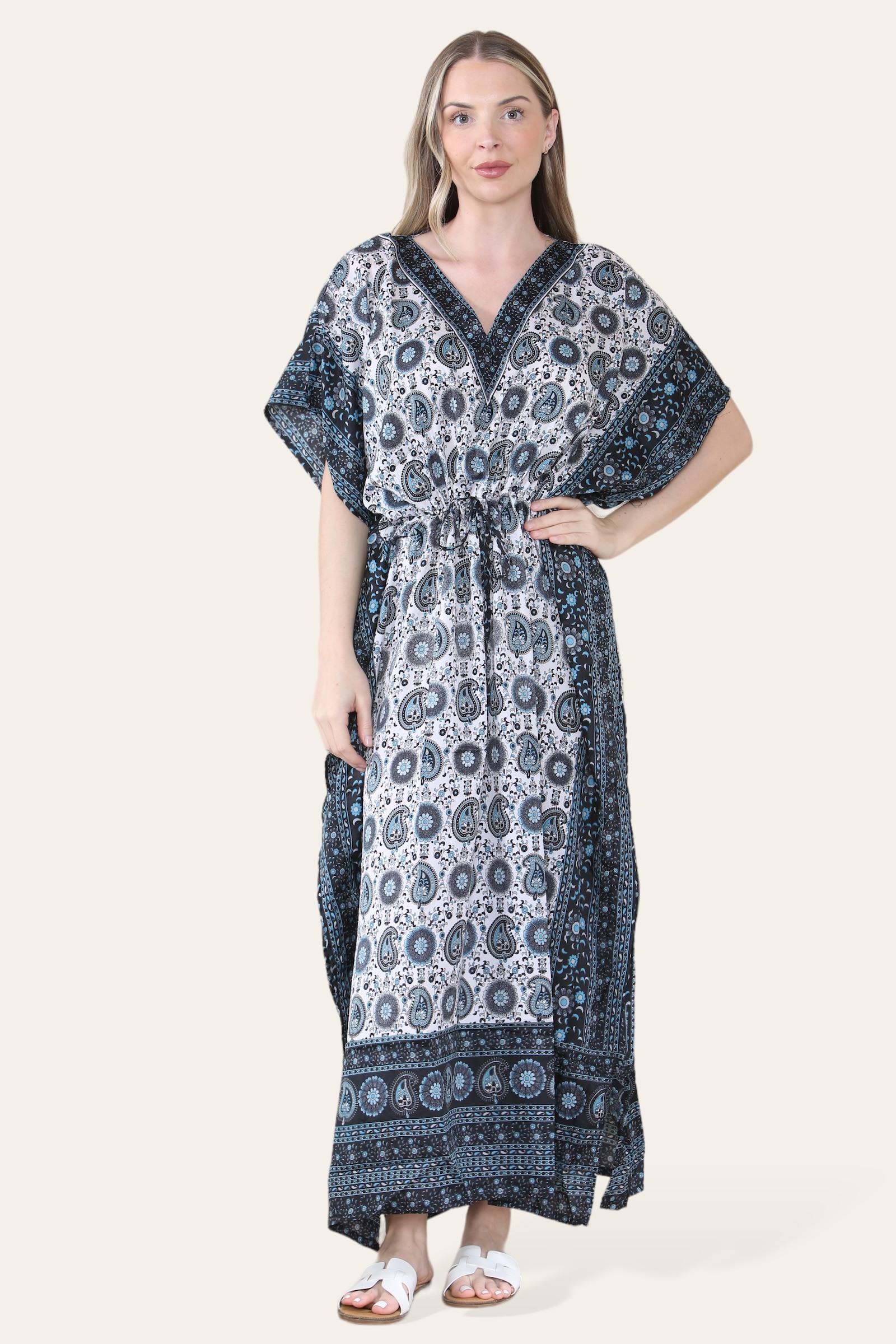 Großhändler SK MODE - Langes Kleid (Kaftan) mit Paisley-Muster für den Sommer -SK1081L