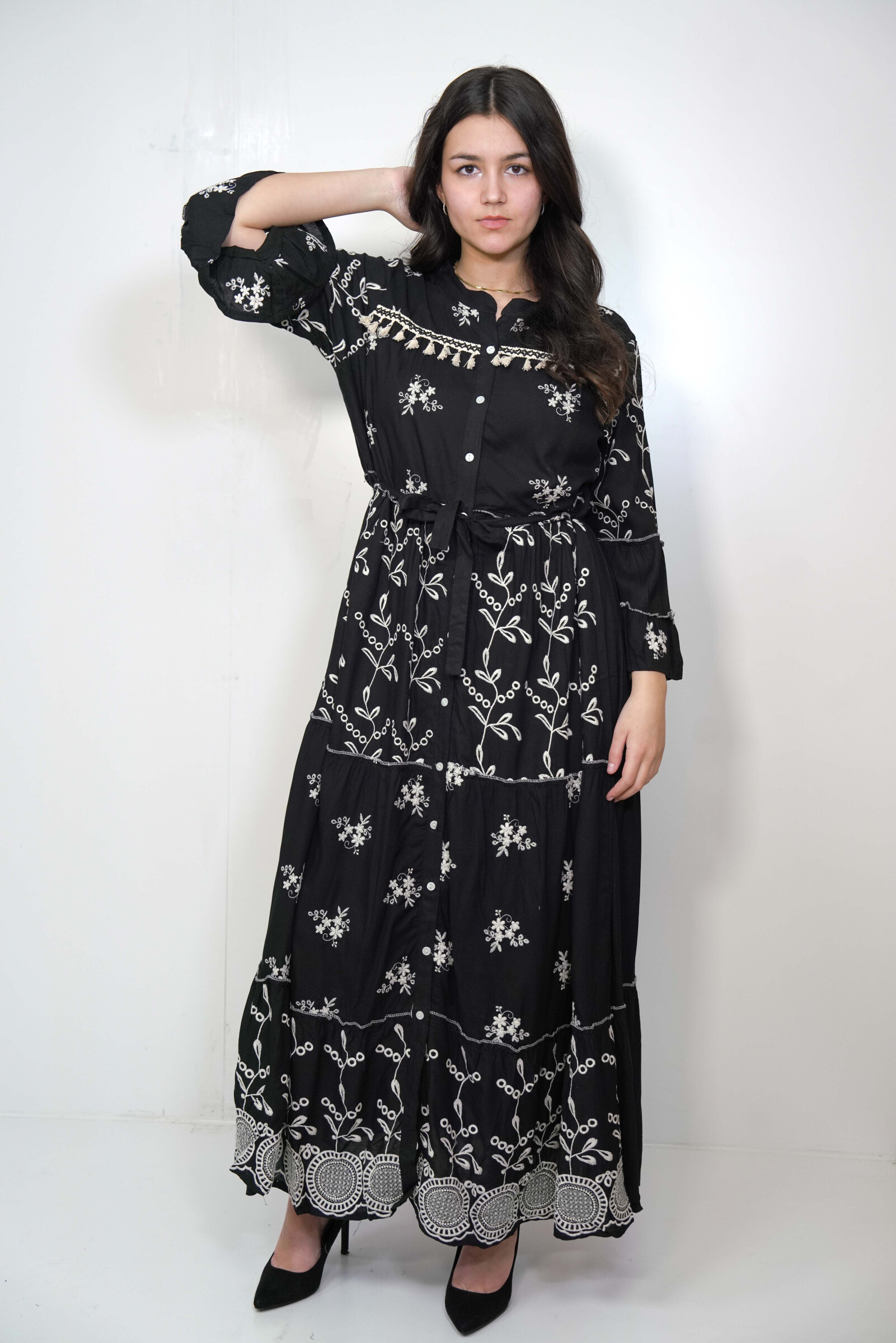 Wholesaler SK MODE - "Assia" dress - bohemian elegance & embroidered refinement