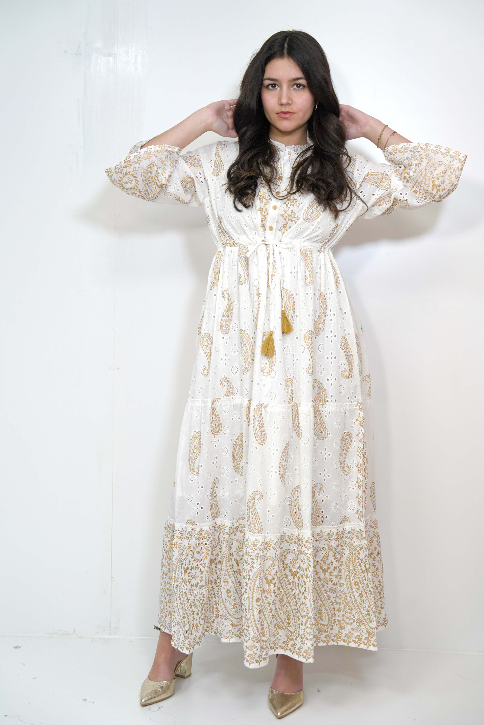 Wholesaler SK MODE - Long "elina" bohemian dress - natural elegance