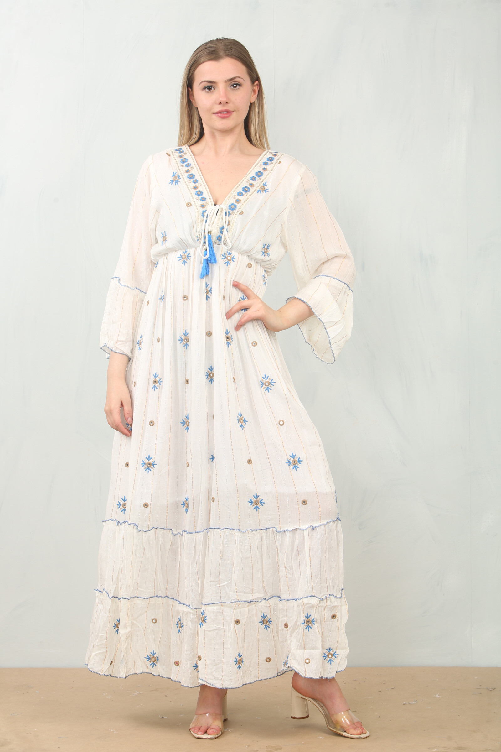 Wholesaler SK MODE - Long embroidered dress festival ref- sk-018