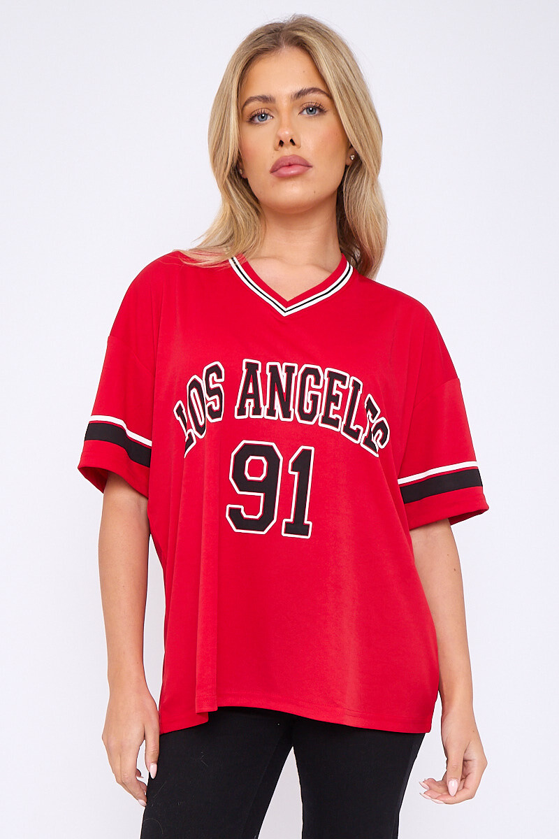 Wholesaler SK MODE - T-shirt with a sporty and elegant Los Angeles 91 print. Ref-SK1995: