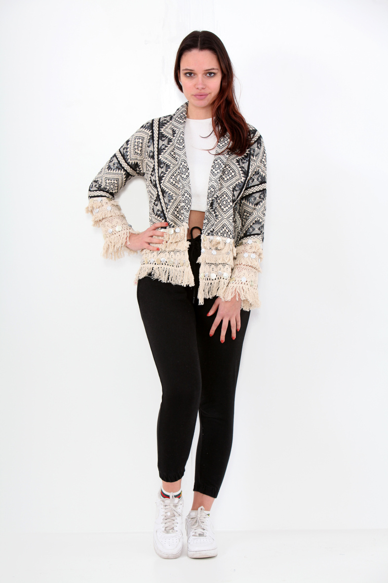 Mayorista SK MODE - Chaqueta de mujer con estampado Box elegante bolero midi con piezas AM32