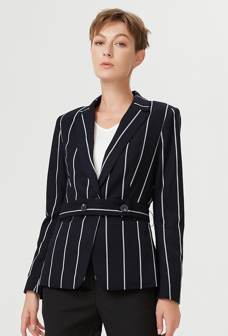 Wholesaler Smart and Joy - Fitted Pinstripe Blazer