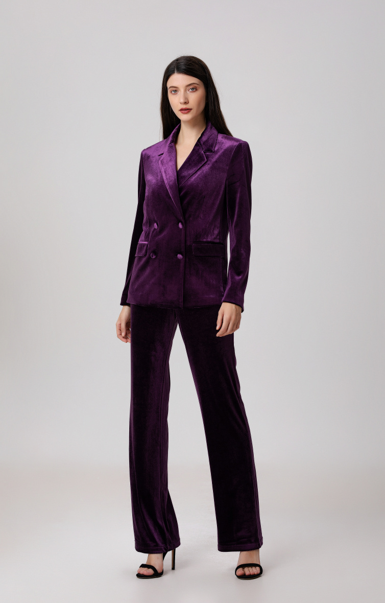 Grossiste Smart and Joy - Blazer en velours à double boutonnage