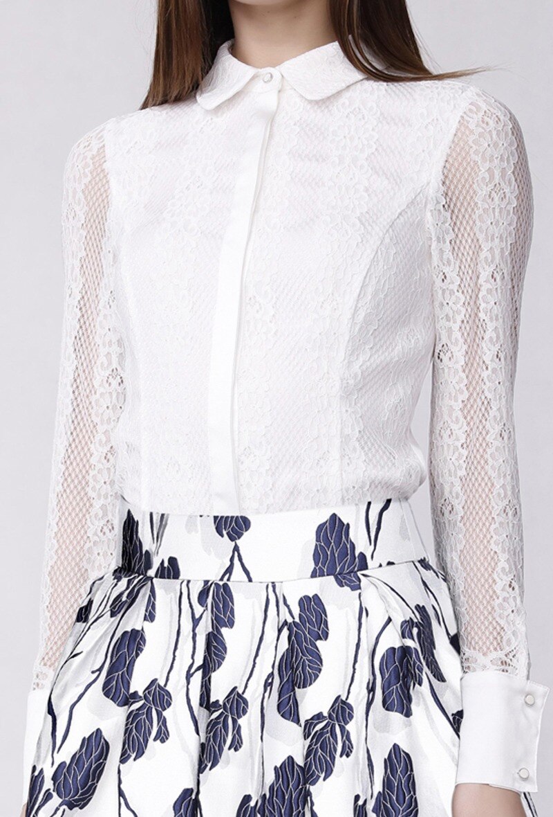 Wholesaler Smart and Joy - Long Sleeve Lace Fitted Blouse