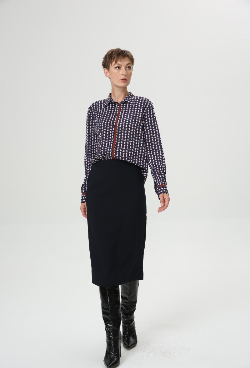 Wholesaler Smart and Joy - Shirt with contrasting bias and retro geometric print